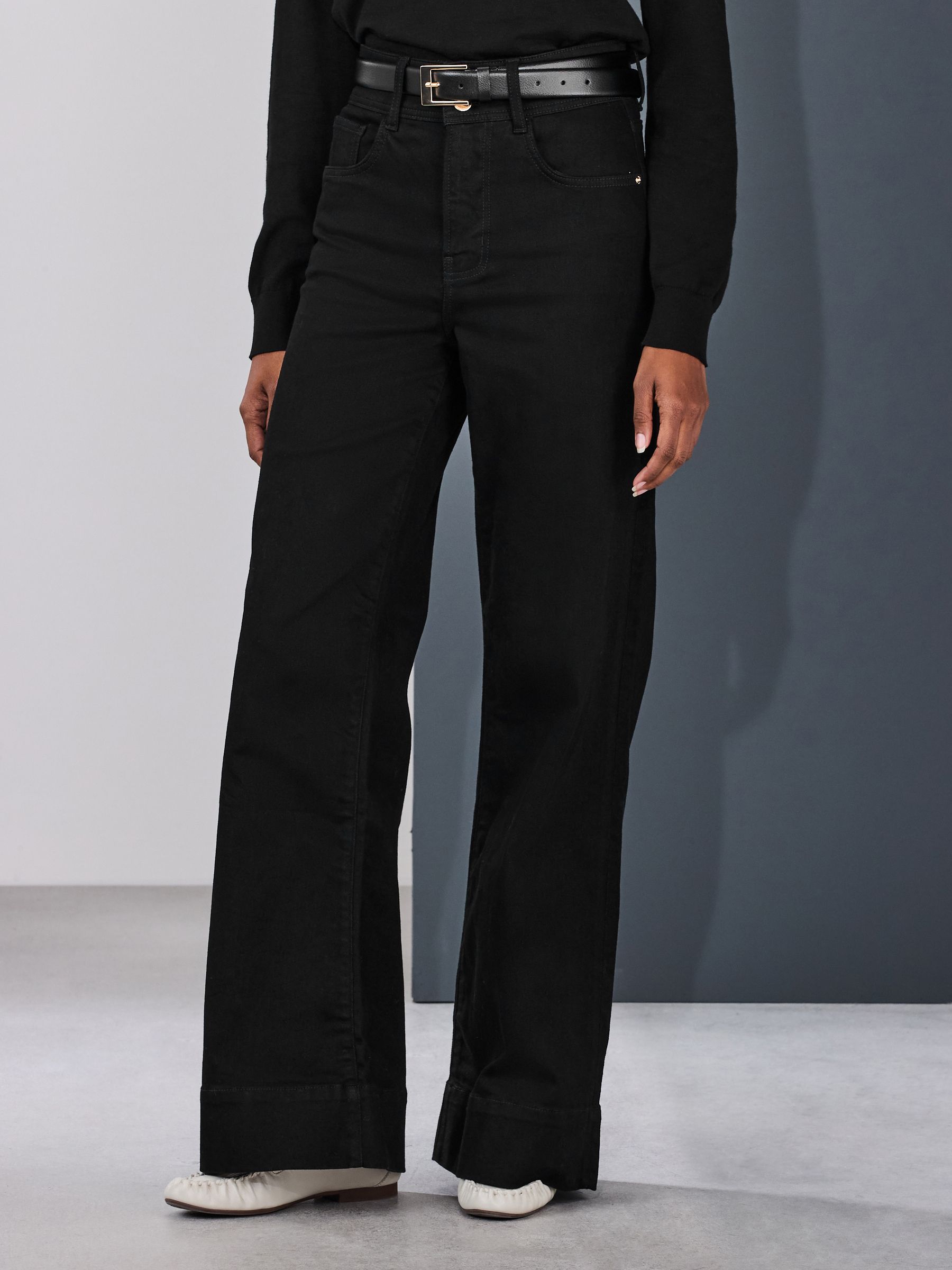 High Rise Stretch Wide Leg Jeans - Black - Regular - Location Worn