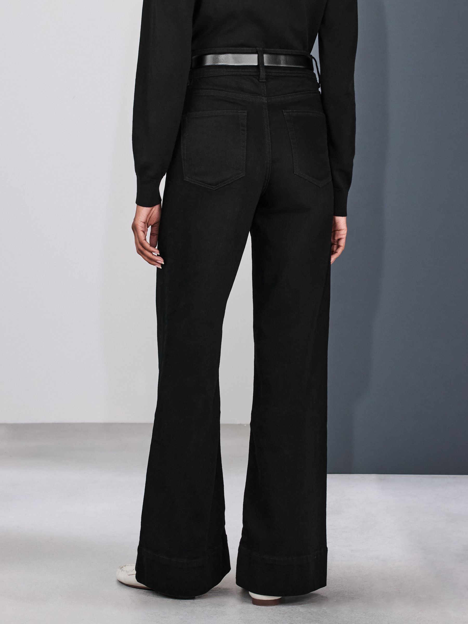 High Rise Stretch Wide Leg Jeans - Black - Regular - Location Worn