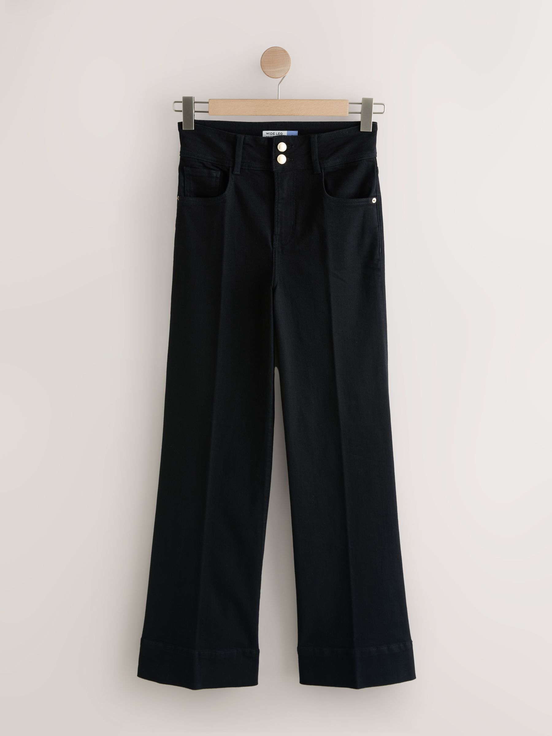 High Rise Stretch Wide Leg Jeans - Black - Regular - SIP Still Life