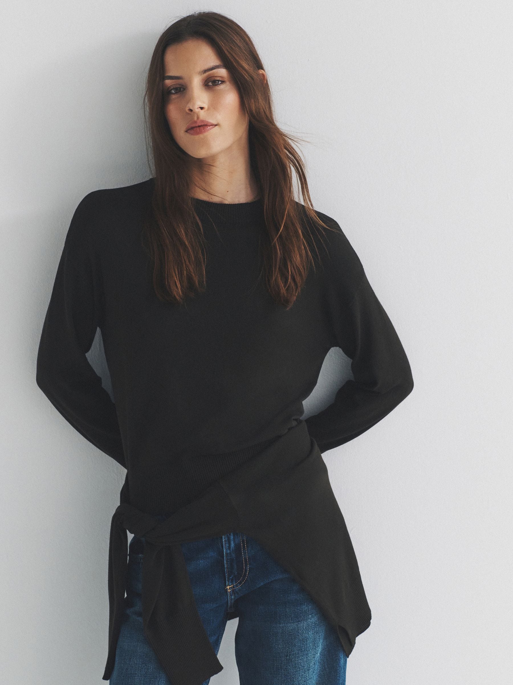 The Set Fine Knitted Crew Neck Jumpers - Black/Brown/Neutral - 3 Pack - SIP Worn