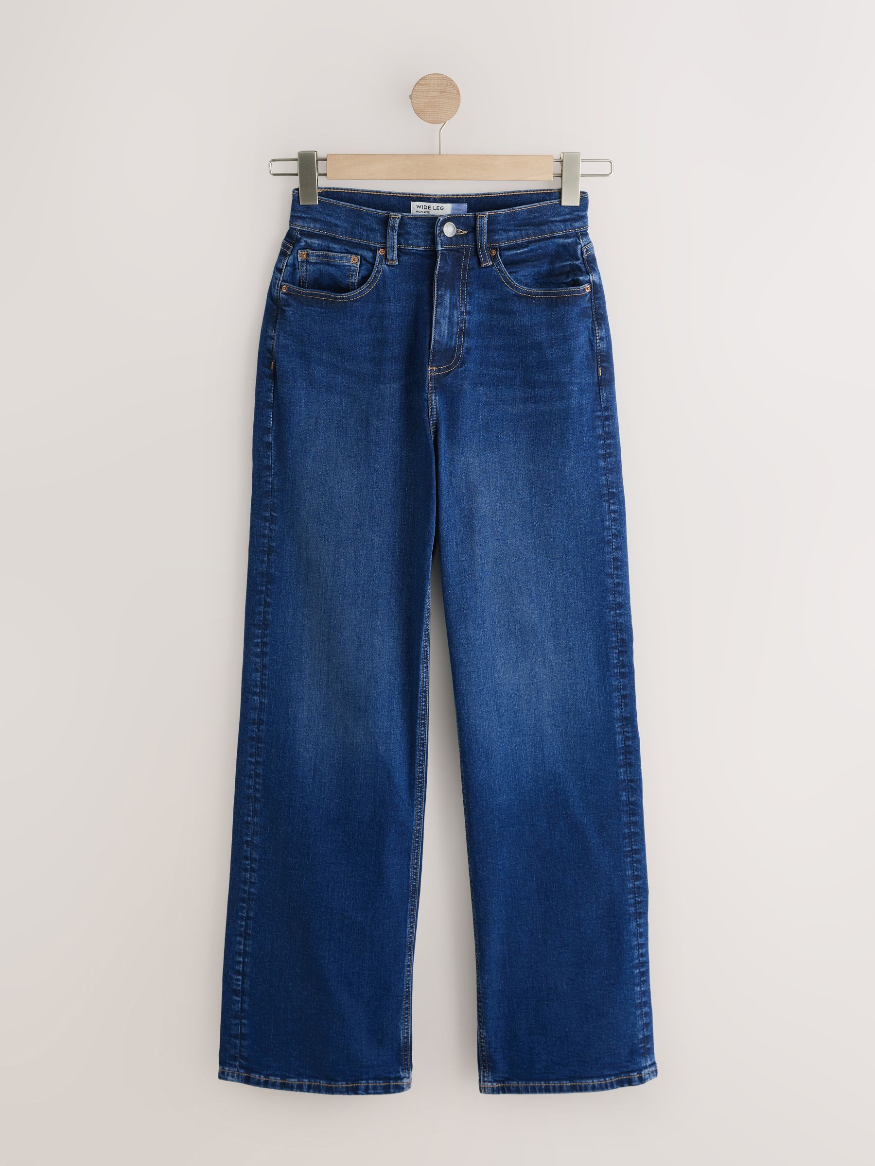 High Rise Stretch Wide Leg Jeans - Mid Blue - Regular - SIP Still Life