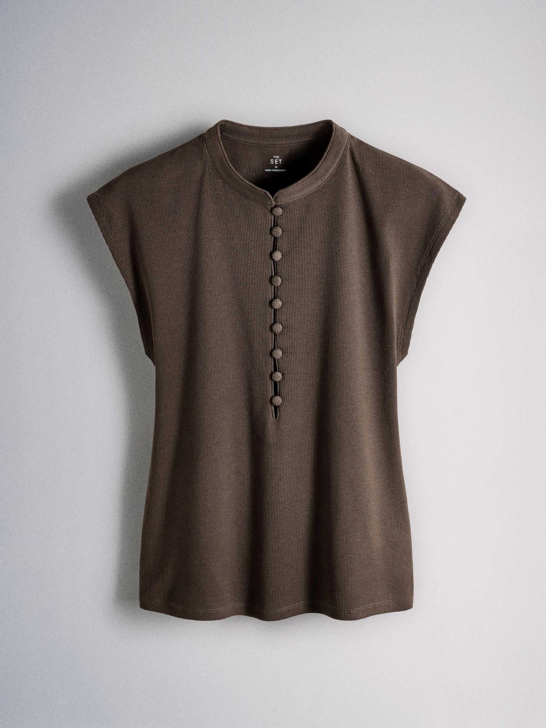 The Set 3 Pack Mandarin Collar Shirts - Black/Cream/Brown - Regular - SIP Still Life