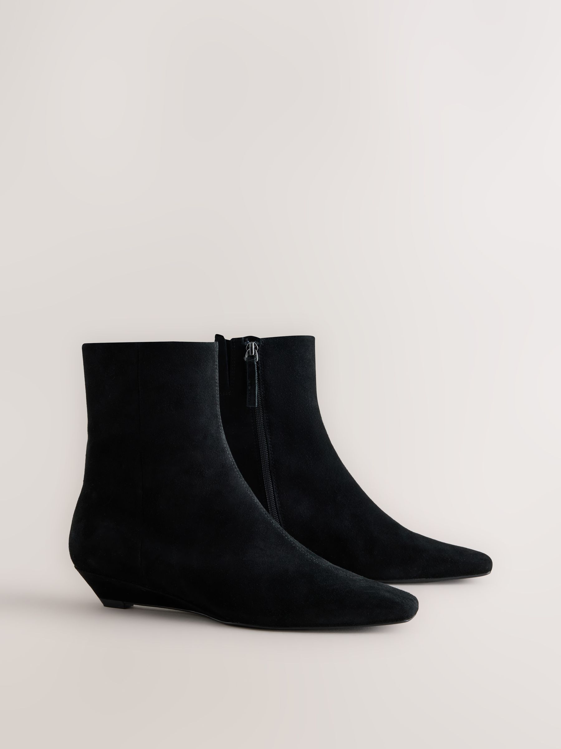 Forever Comfort® Low Wedge Suede Ankle Boots - Black - Standard/Wide Fit - SIP Still Life