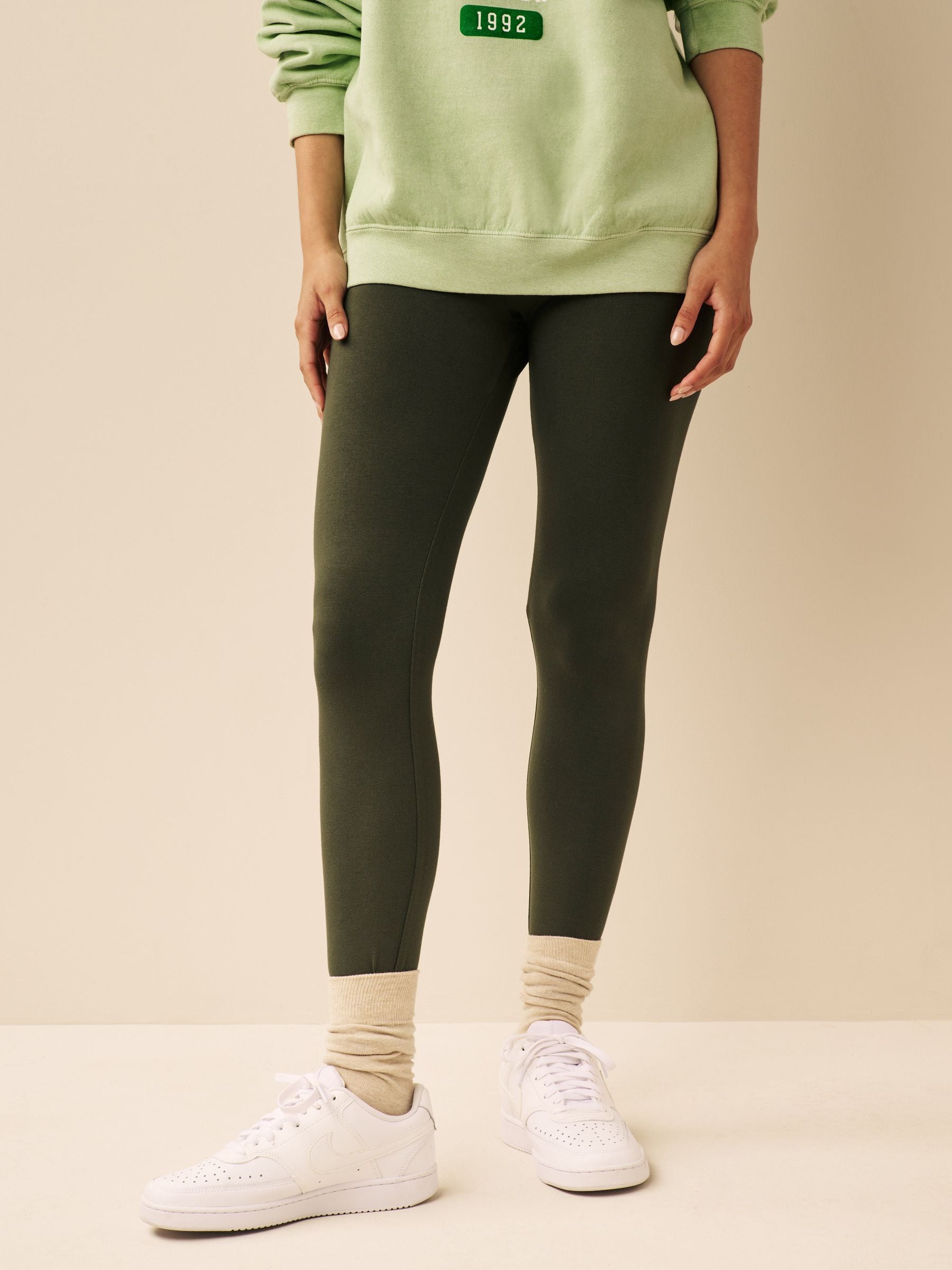 Full Length Leggings - Khaki Green - Regular - SIP Worn