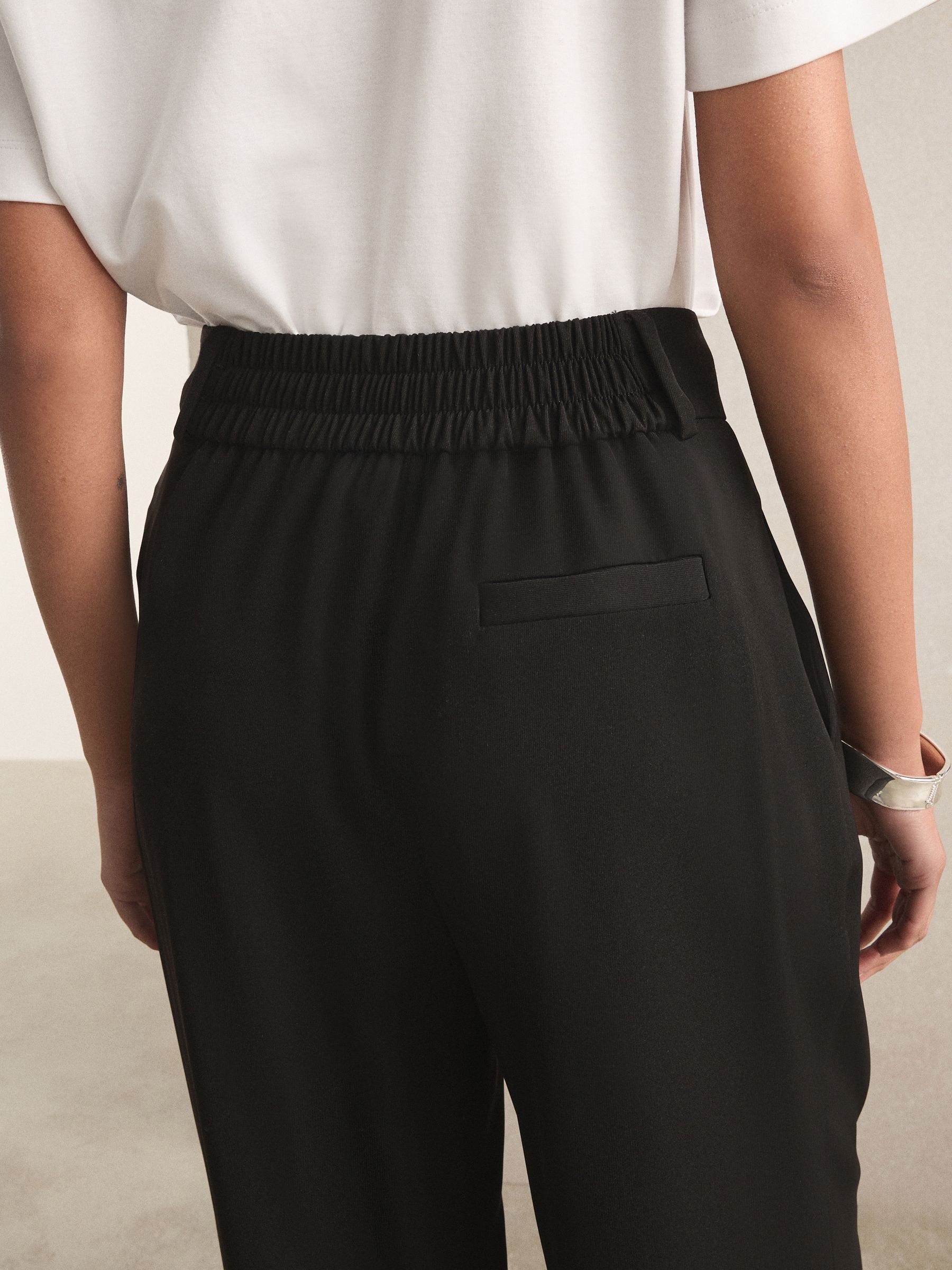 Elastic Back Wide Leg Trousers - Black - Regular - Location Worn