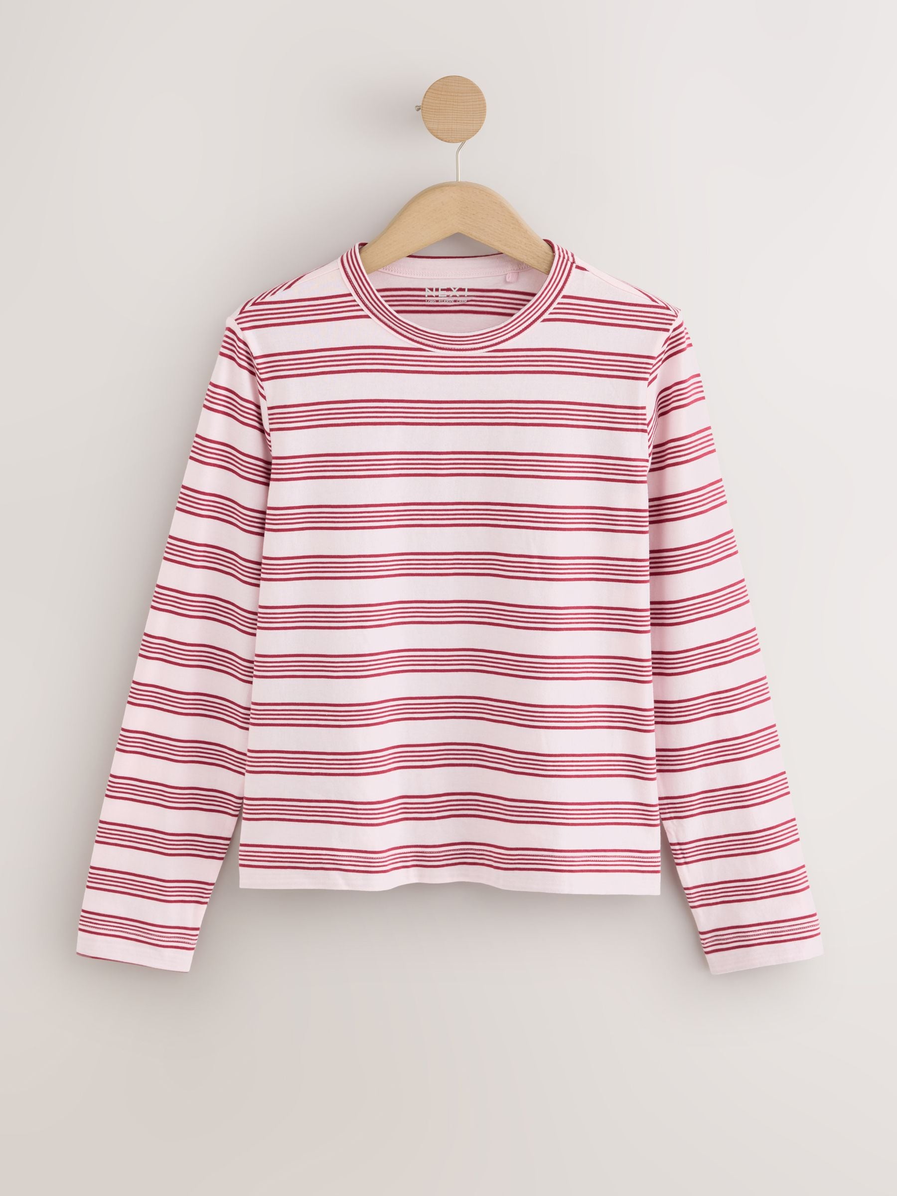 Long Sleeve Crew Neck T-Shirt - Pink Stripe - Regular - SIP Still Life
