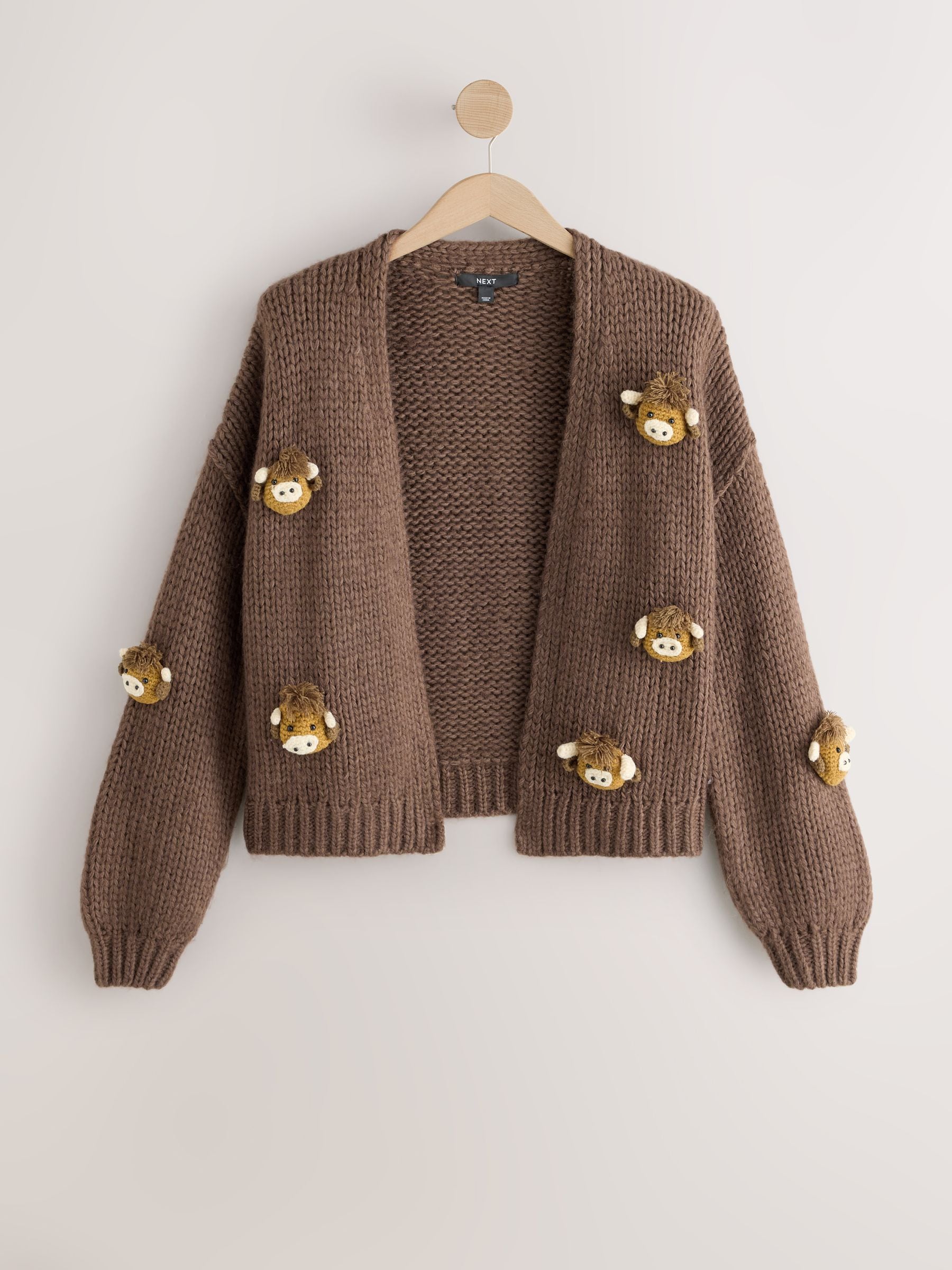 Soft Touch Chunky Knit Open Cardigan - Chocolate Brown Crochet Hamish - Regular - SIP Still Life
