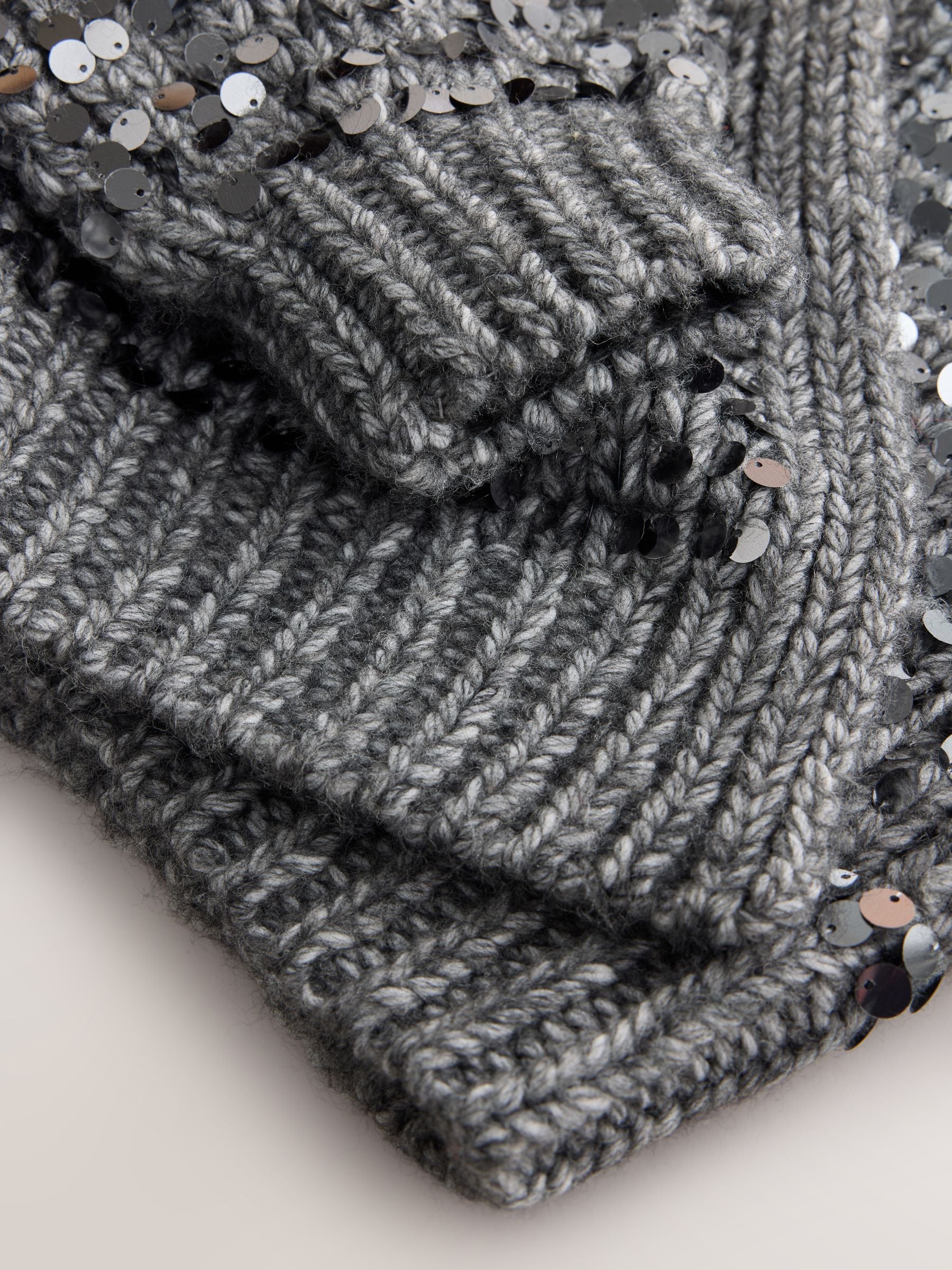 Soft Touch Chunky Knit Open Cardigan - Charcoal Grey Sequin - Regular - SIP Still Life