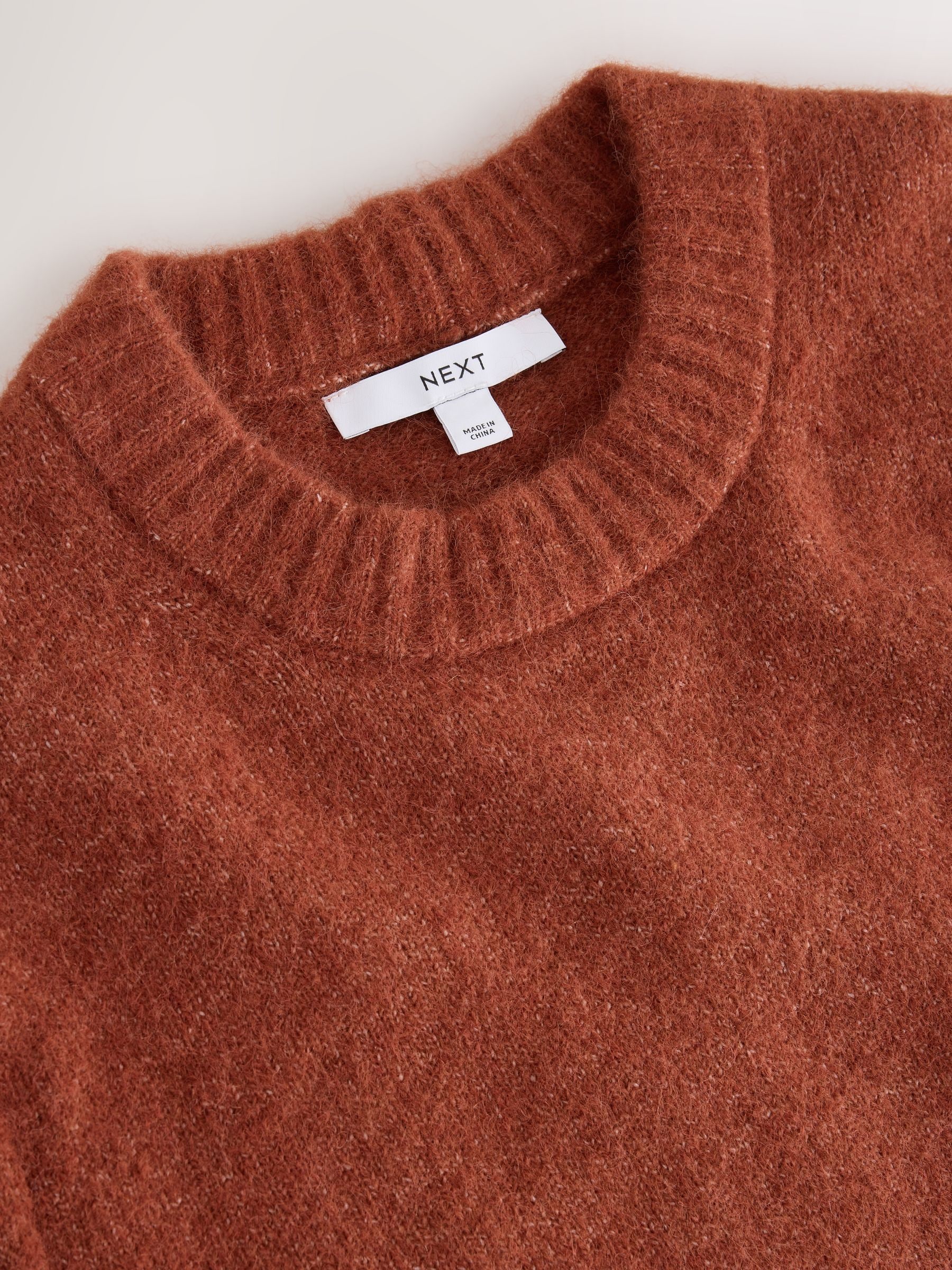 Long Sleeve Crew Neck Knitted Jumper With Wool - Conker Brown - Regular - SIP Still Life