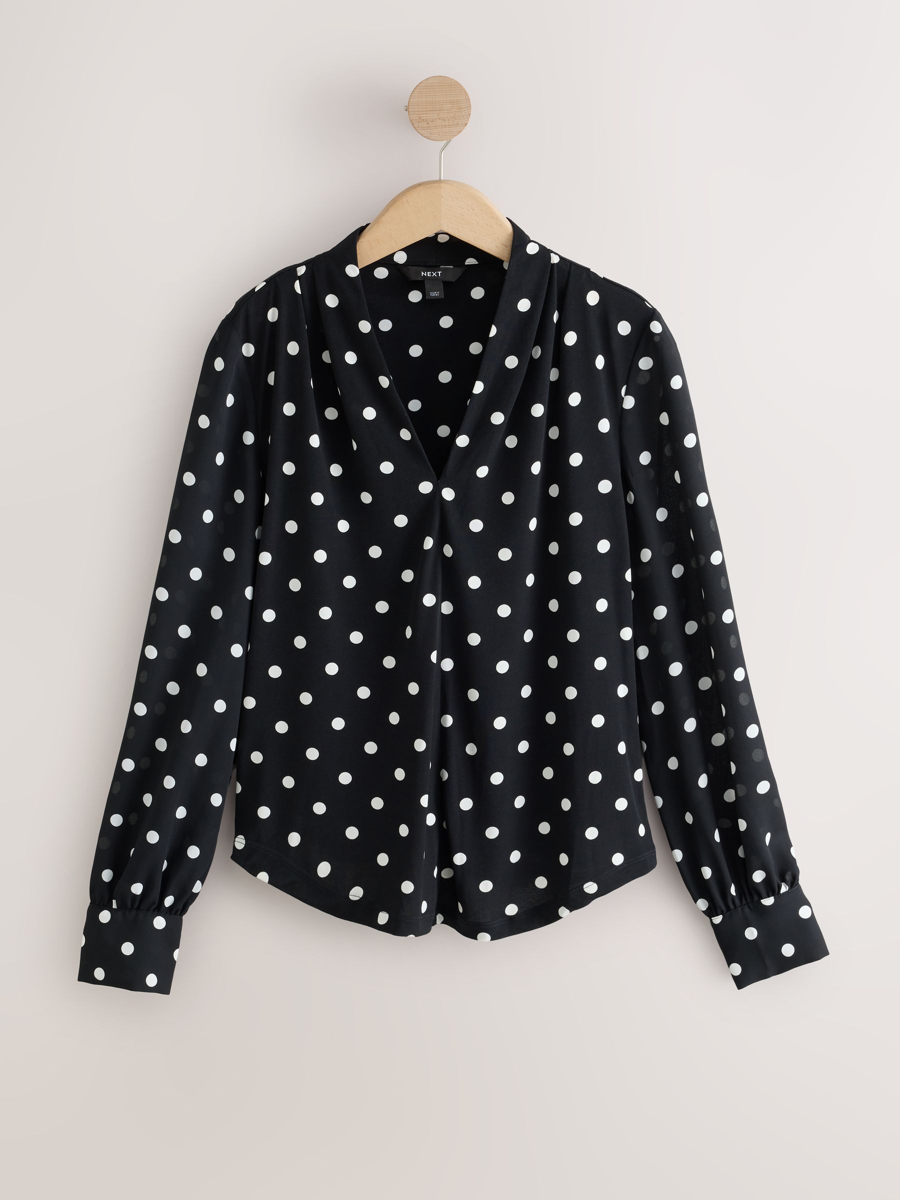 Long Sleeve V-Neck Cuff Top - Monochrome Spot - Regular - SIP Still Life