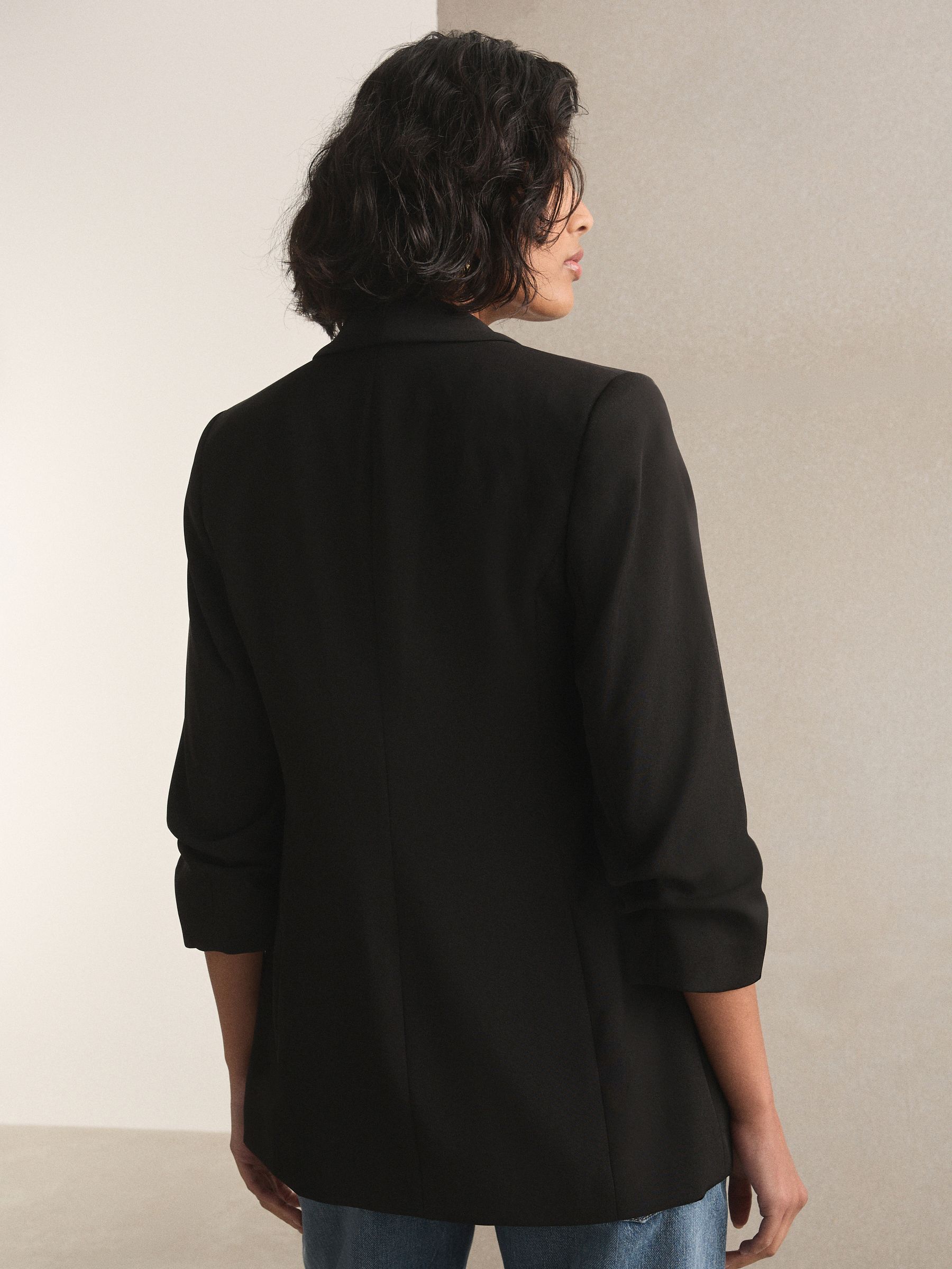 Relaxed Ruched Sleeve Blazer - Black - Regular - Location Worn