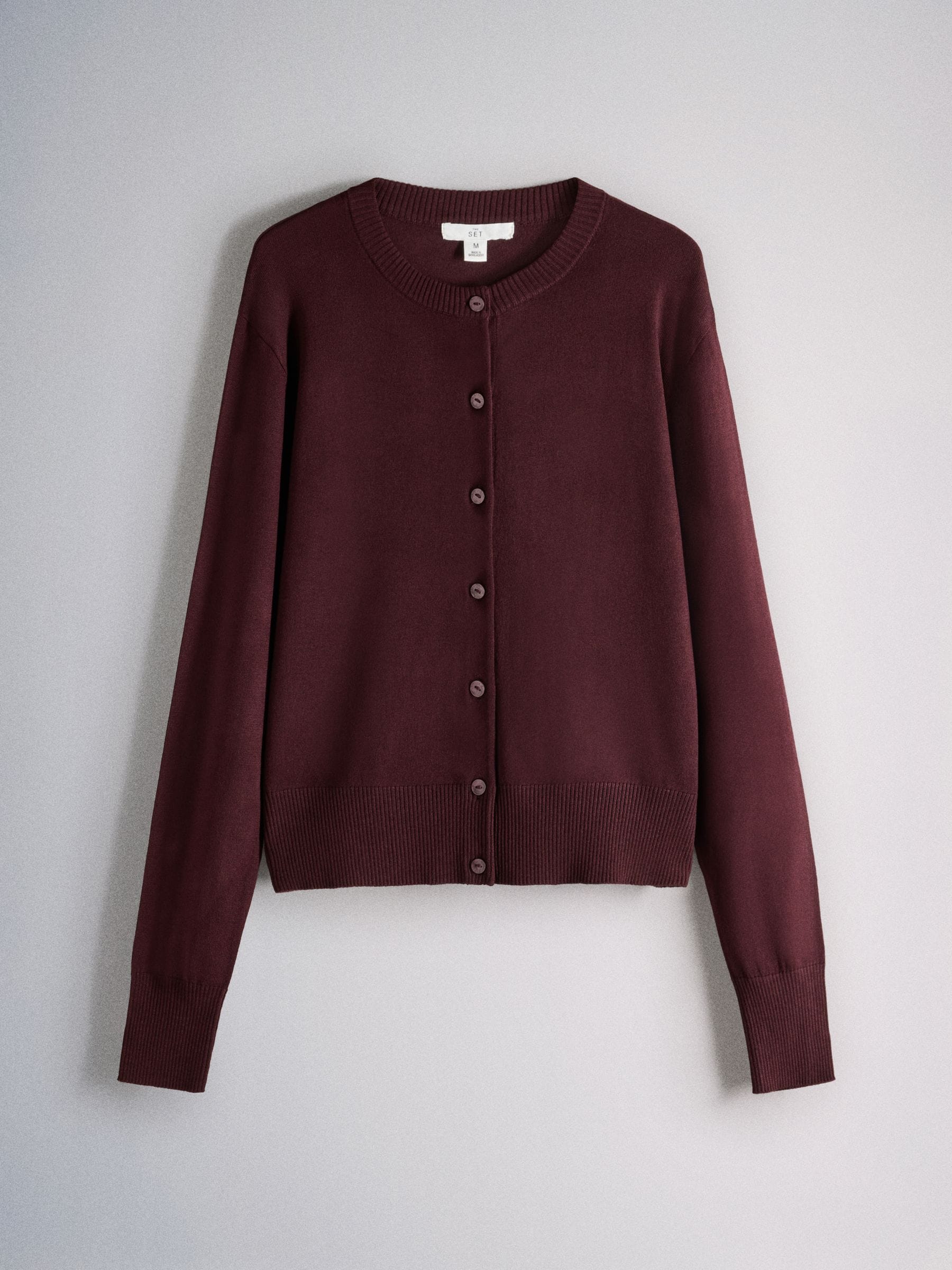 The Set 4 Pack Fine Knit Button Through Cardigan - Navy Blue/Light Brown/Plum/Pink - Regular - SIP Still Life