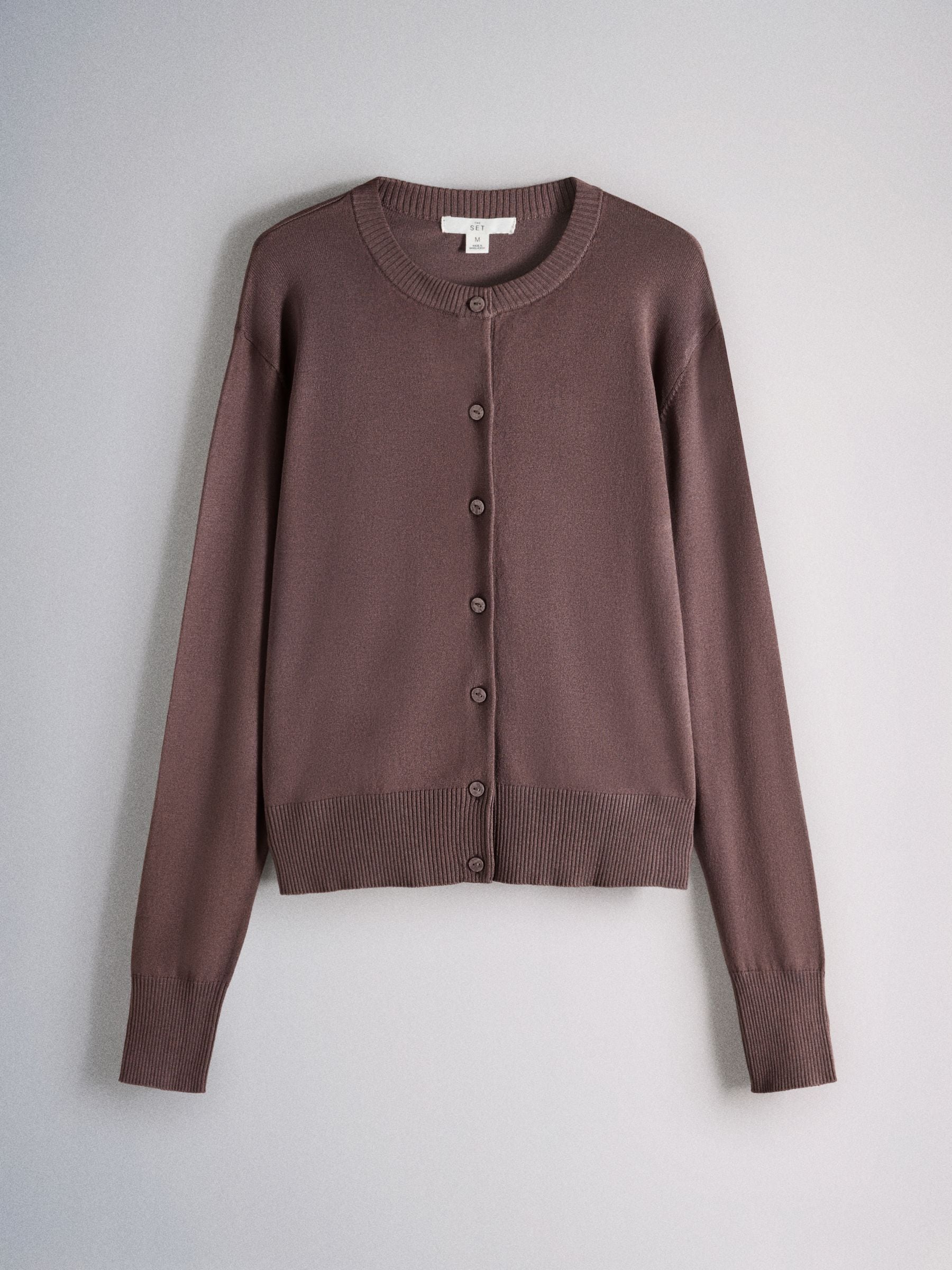 The Set 4 Pack Fine Knit Button Through Cardigan - Navy Blue/Light Brown/Plum/Pink - Regular - SIP Still Life