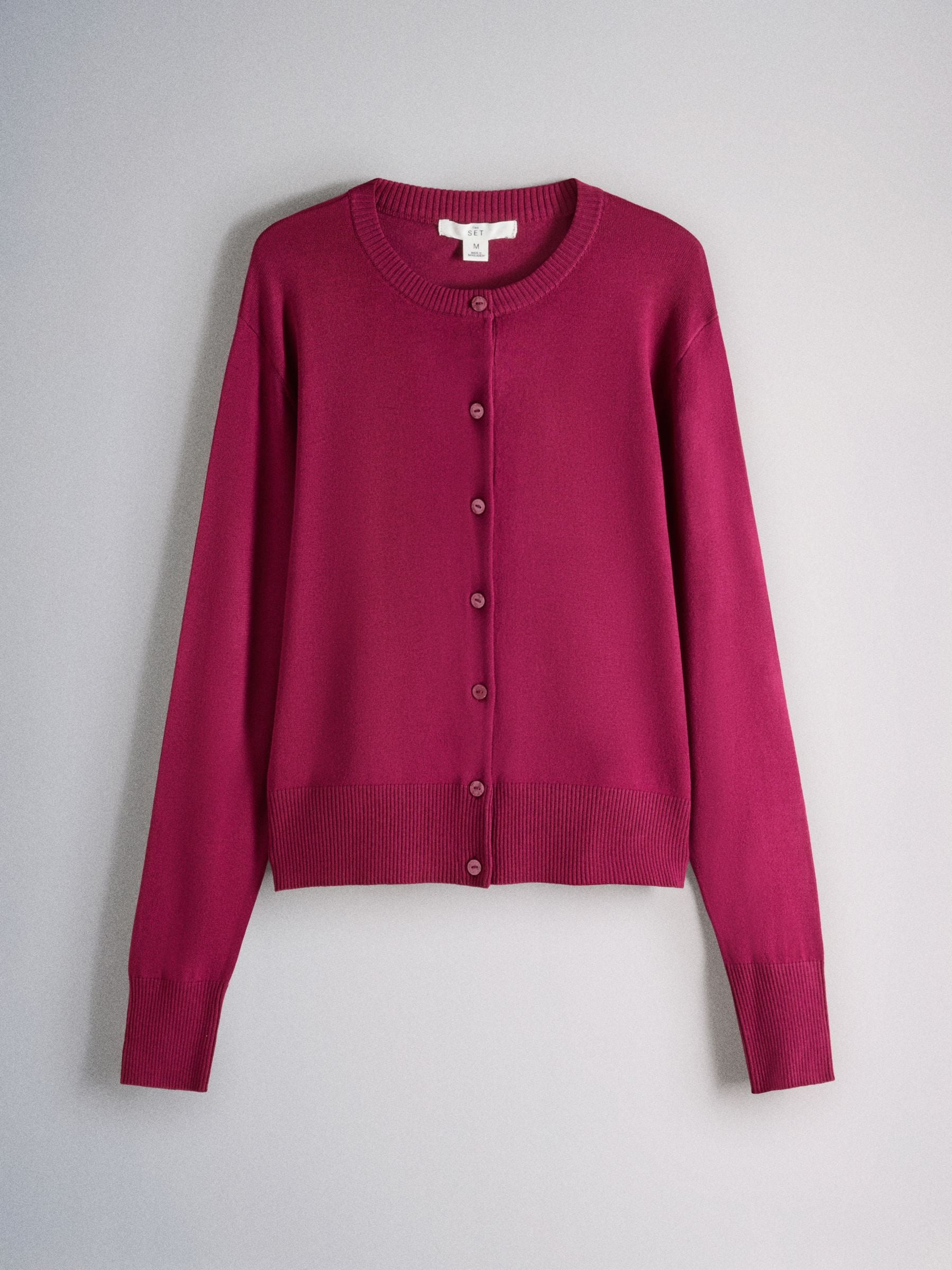 The Set 4 Pack Fine Knit Button Through Cardigan - Navy Blue/Light Brown/Plum/Pink - Regular - SIP Still Life