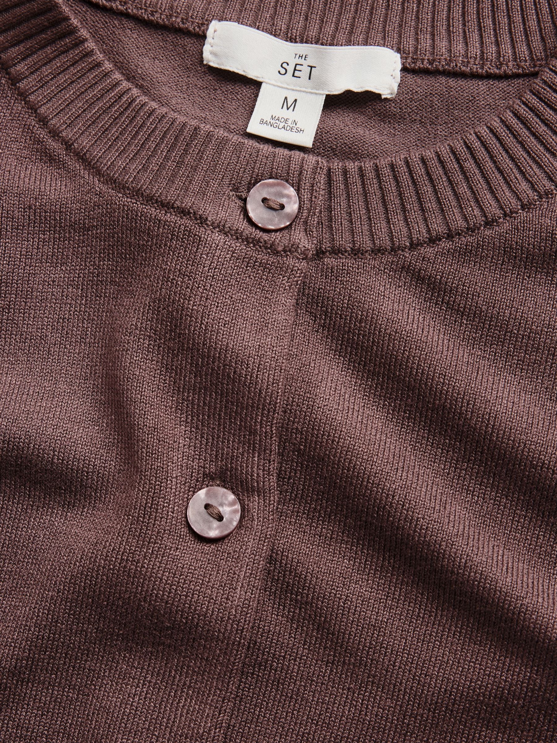 The Set 4 Pack Fine Knit Button Through Cardigan - Navy Blue/Light Brown/Plum/Pink - Regular - SIP Still Life