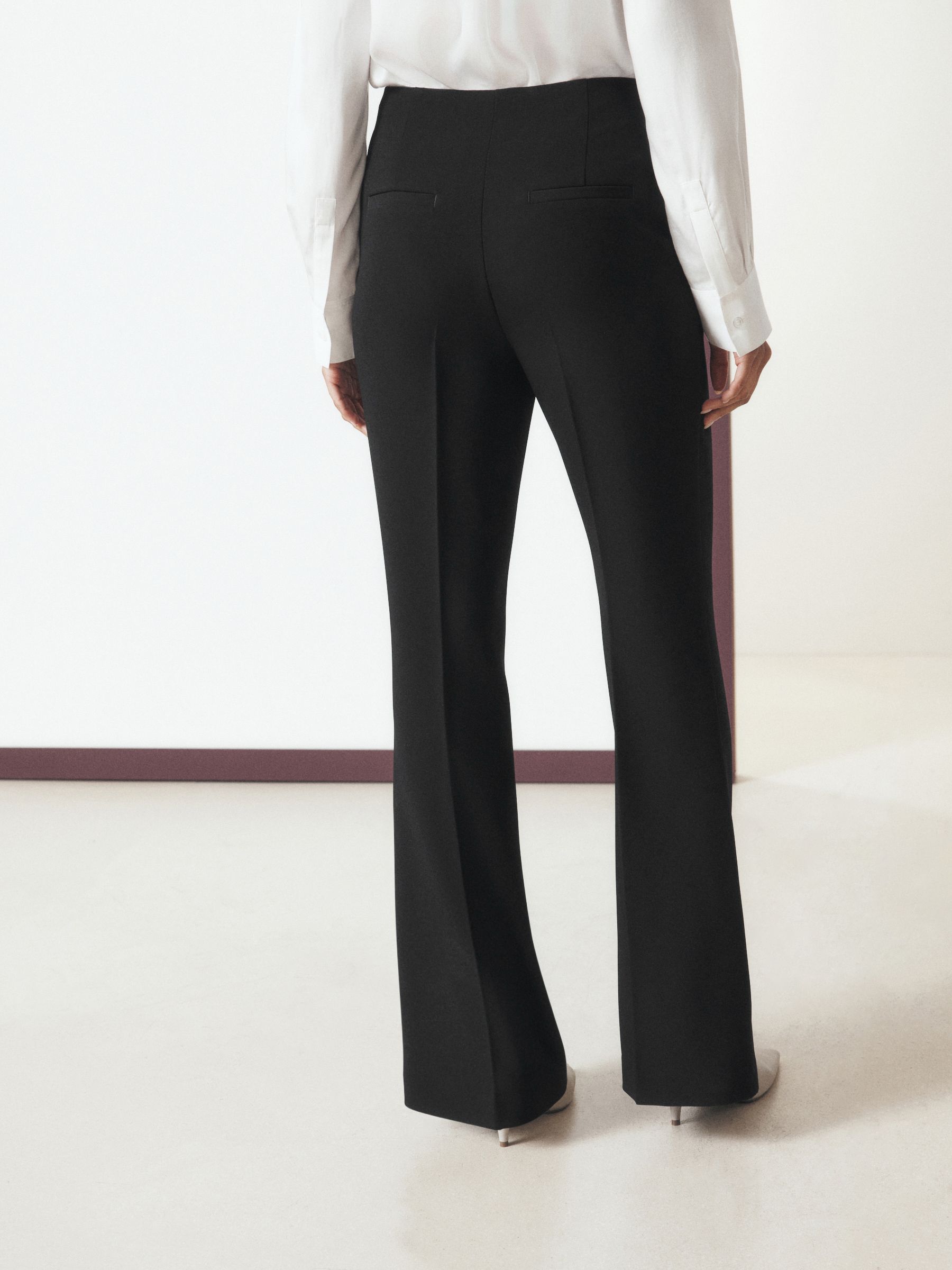 Tailored Hardware Detail Bootcut Trousers with Stretch - Black - Regular - Location Worn