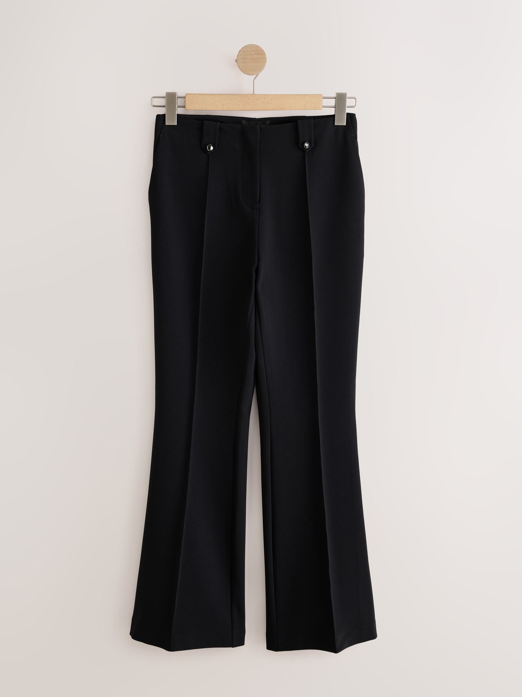 Tailored Hardware Detail Bootcut Trousers with Stretch - Black - Regular - SIP Still Life