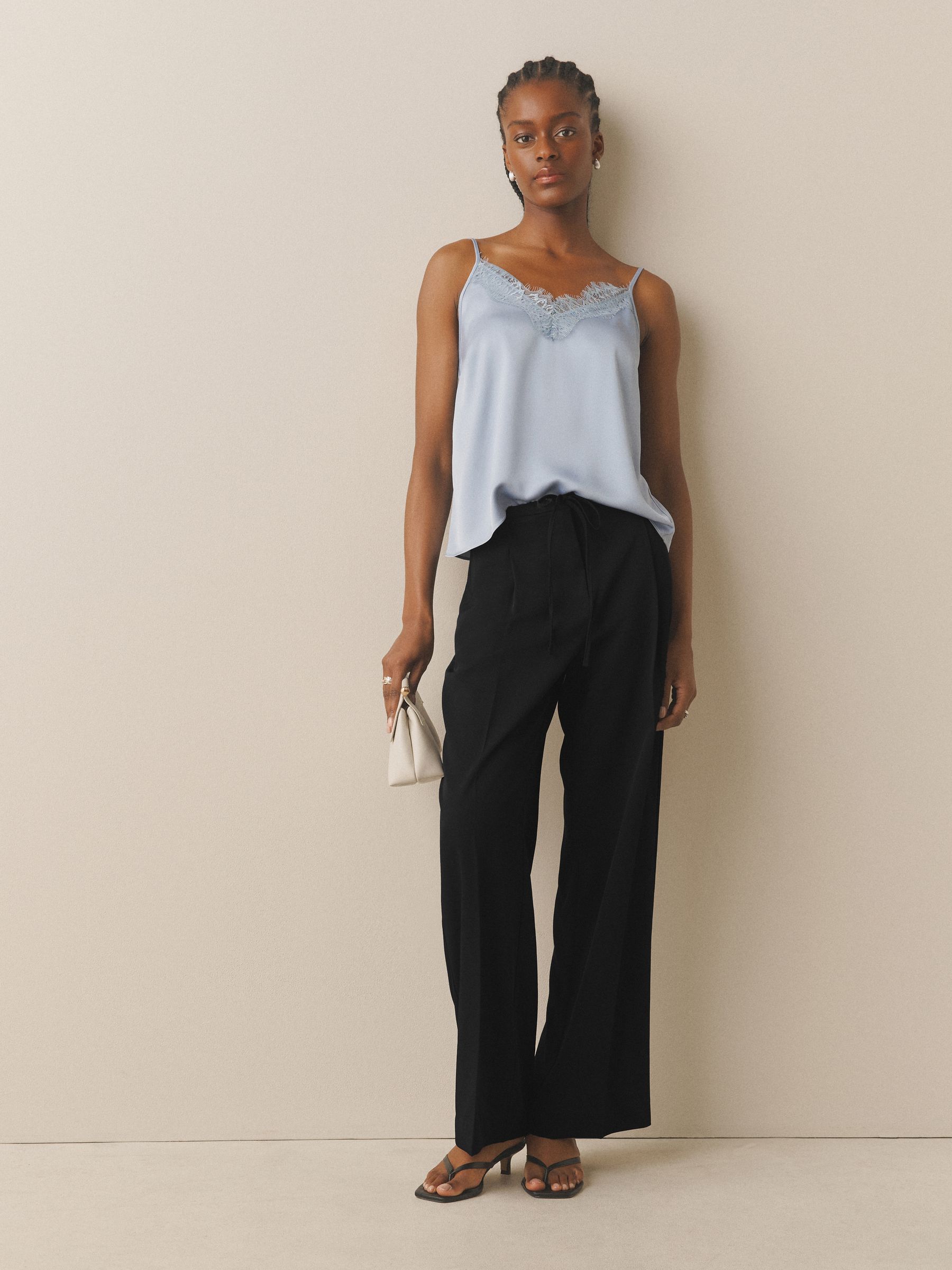 Tie Waist Wide Leg Trousers - Black - Regular - SIP Worn