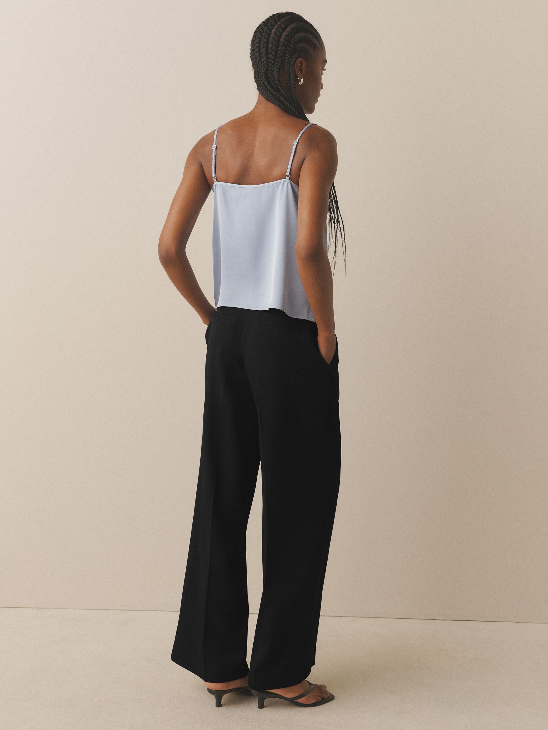 Tie Waist Wide Leg Trousers - Black - Regular - SIP Worn