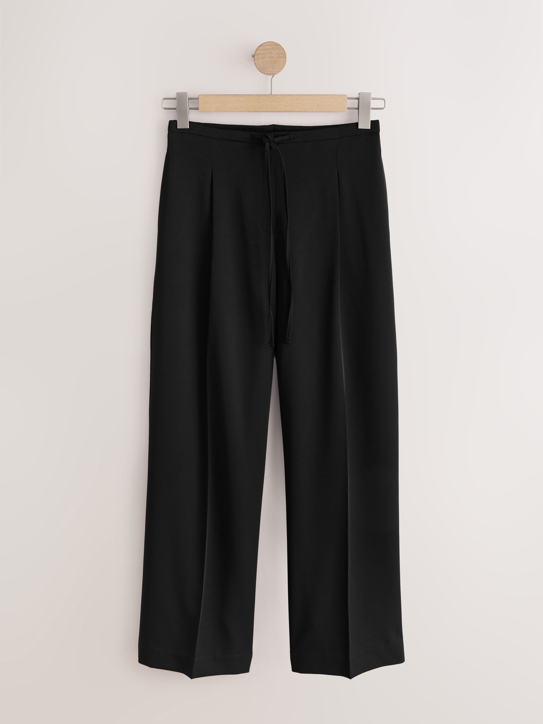 Tie Waist Wide Leg Trousers - Black - Regular - SIP Still Life