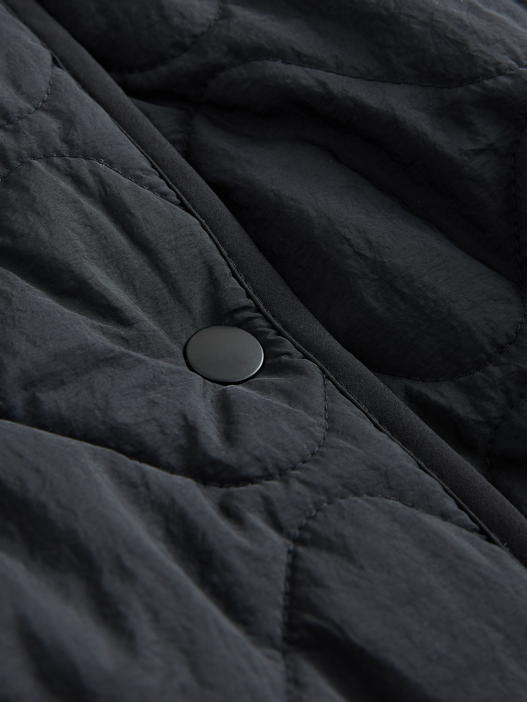 Long Quilted Shower Resistant Jacket - Black - Petite - SIP Still Life