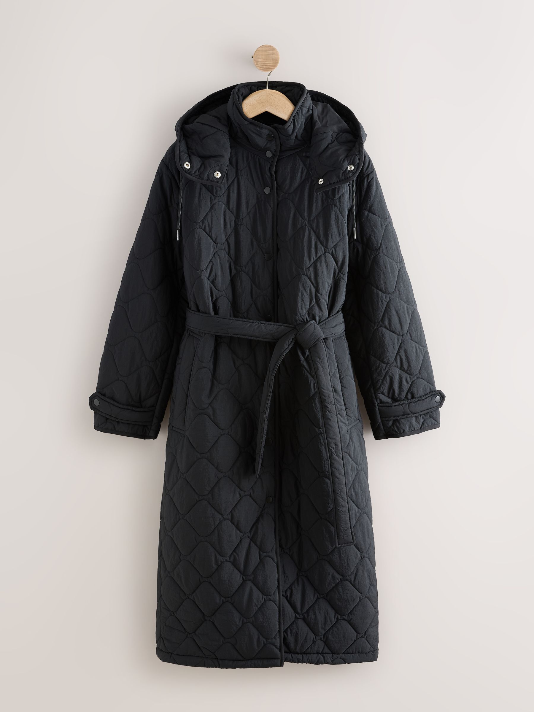 Long Quilted Shower Resistant Jacket - Black - Petite - SIP Still Life