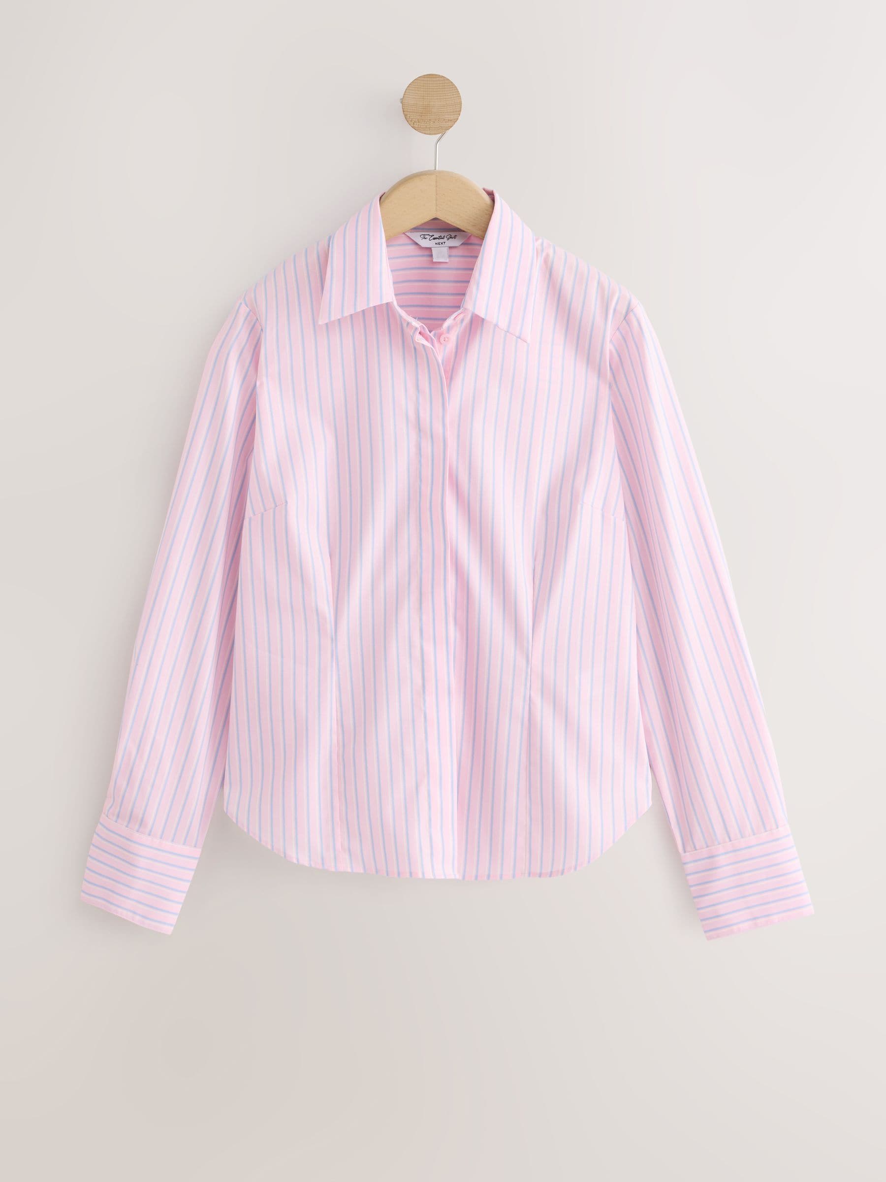 Fitted Stretch Essential Long Sleeve Shirt - Pink/Blue Stripe - Regular - SIP Still Life