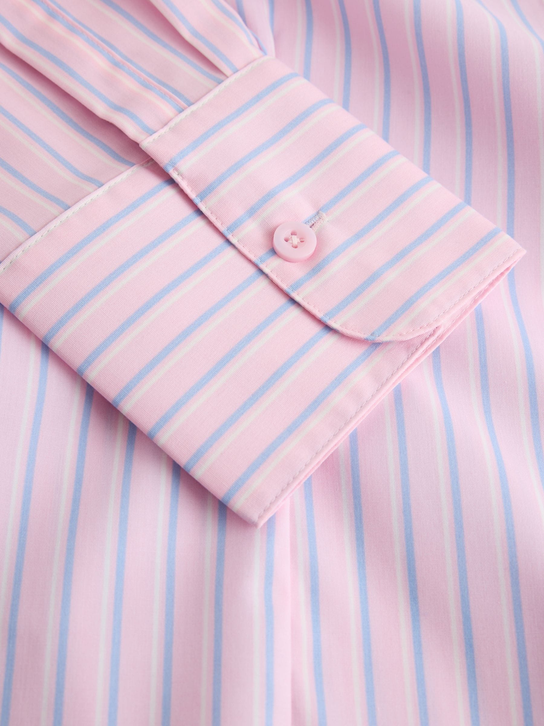 Fitted Stretch Essential Long Sleeve Shirt - Pink/Blue Stripe - Regular - SIP Still Life