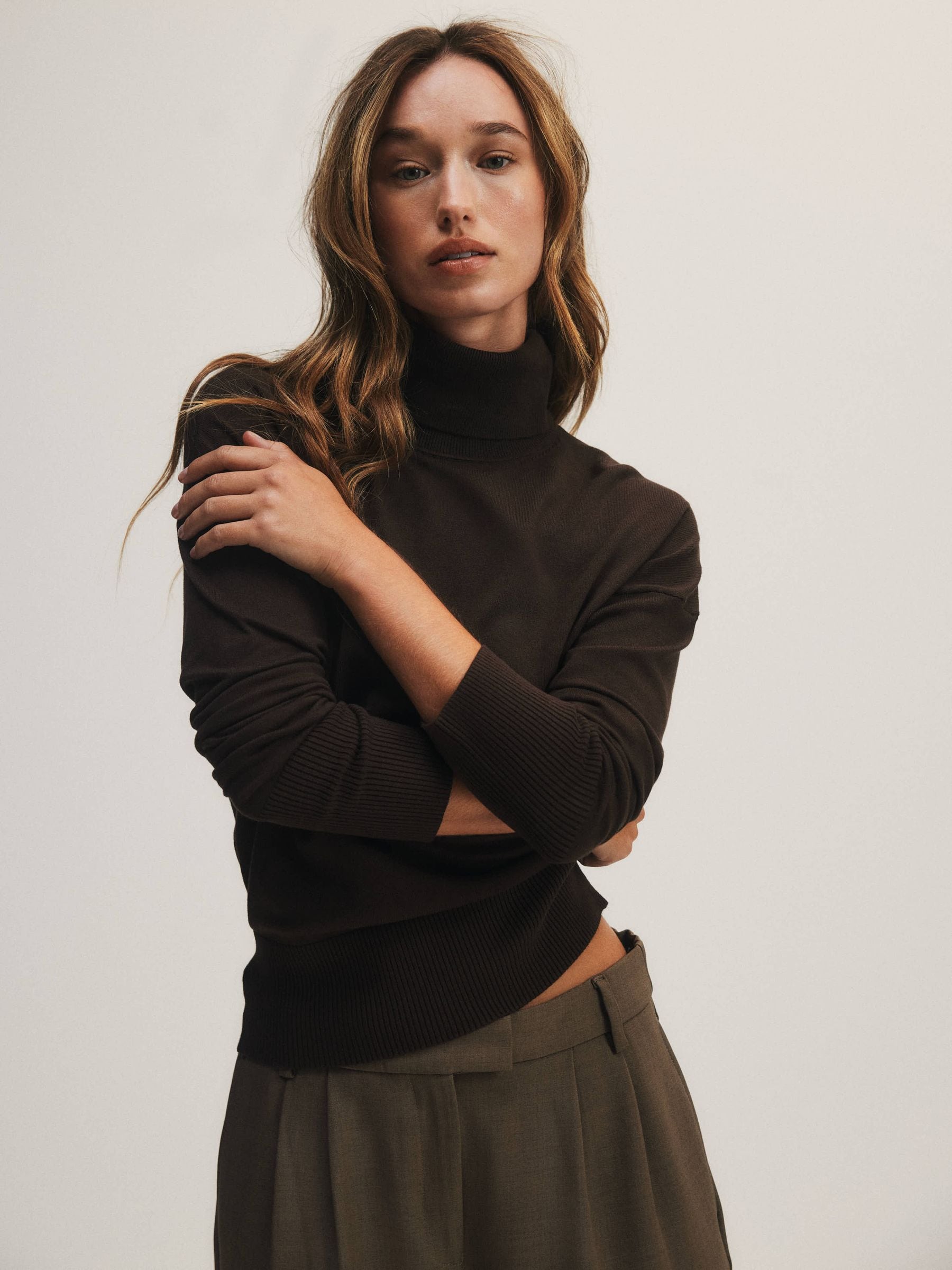 The Set 3 Pack Fine Knit Roll Neck Jumpers - Black/Chocolate Brown/Taupe Brown - Regular - SIP Worn