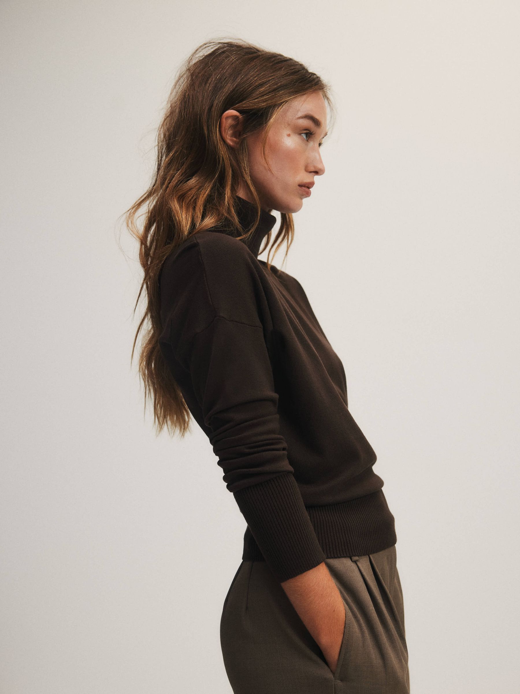 The Set 3 Pack Fine Knit Roll Neck Jumpers - Black/Chocolate Brown/Taupe Brown - Regular - SIP Worn