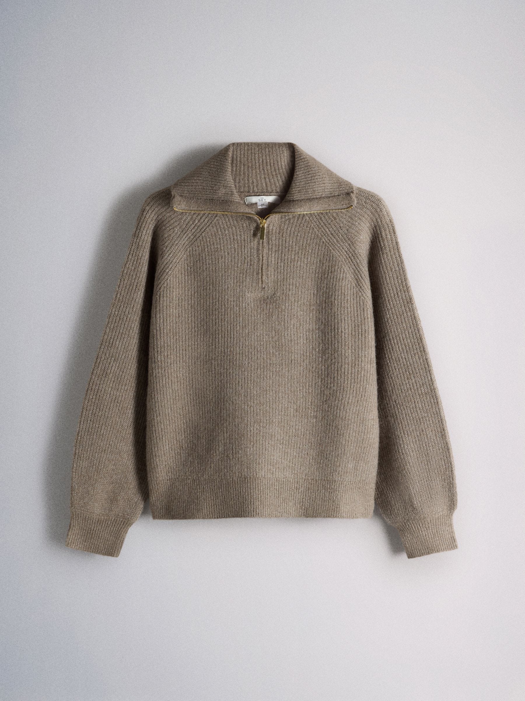 The Set 2 Pack Quarter Zip Jumpers With Wool - Creme  Mink Marl/Brown - Regular - SIP Still Life