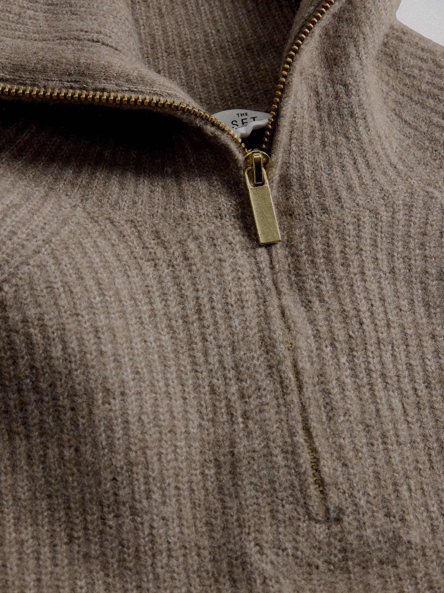 The Set 2 Pack Quarter Zip Jumpers With Wool - Creme  Mink Marl/Brown - Regular - SIP Still Life