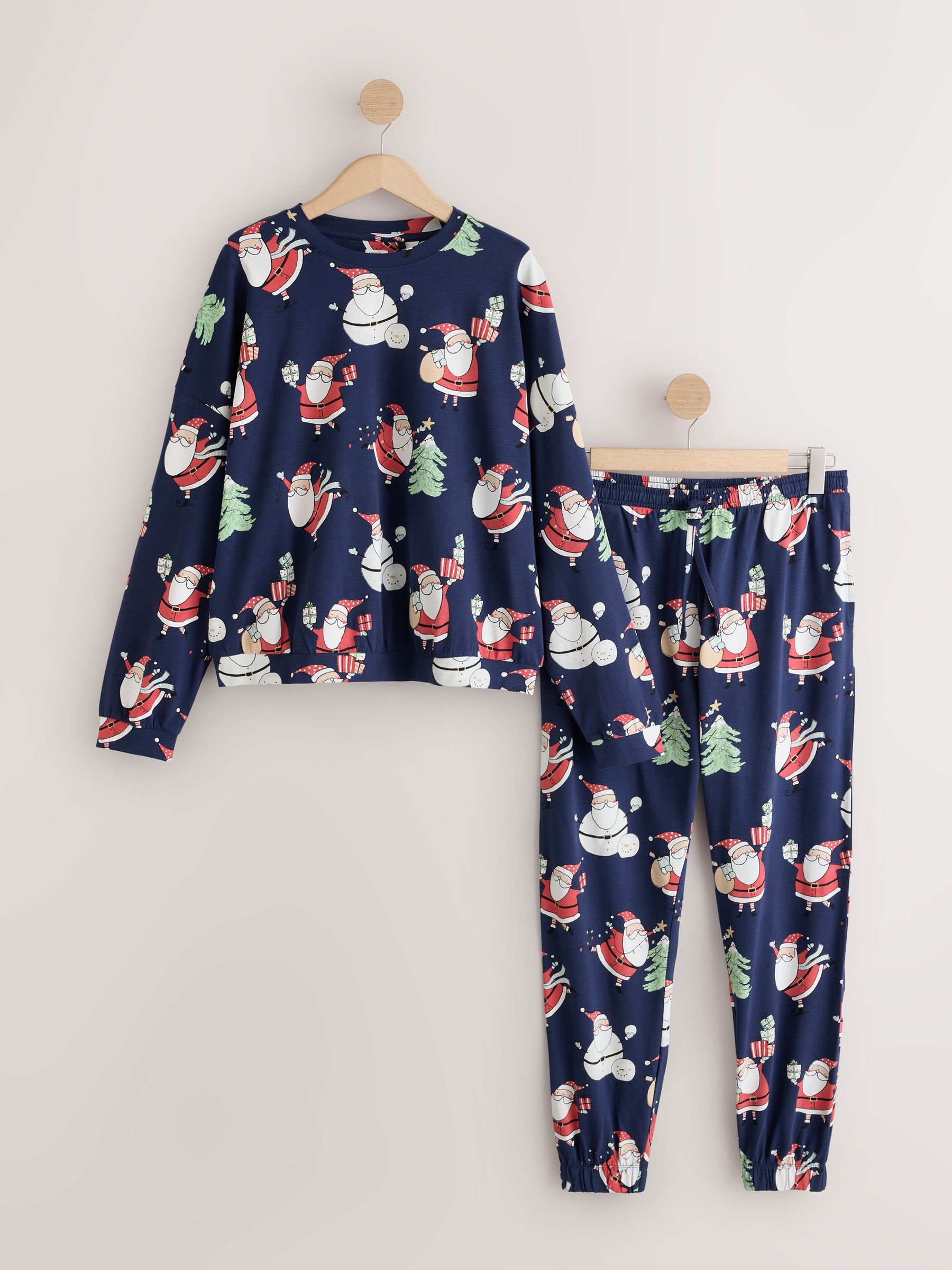 Matching Family Christmas Long Sleeve Pyjamas - Navy Santa - Regular - SIP Still Life