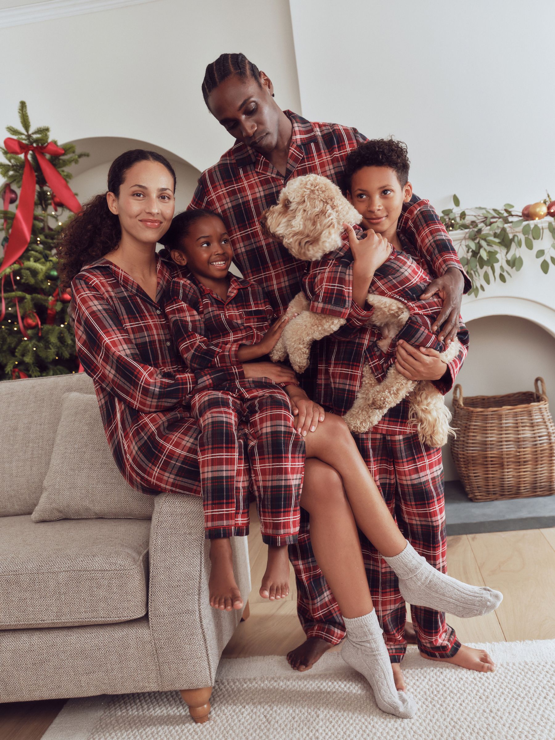Matching Family Christmas Flannel Pyjamas - Red/Navy Check - Regular - Location Worn