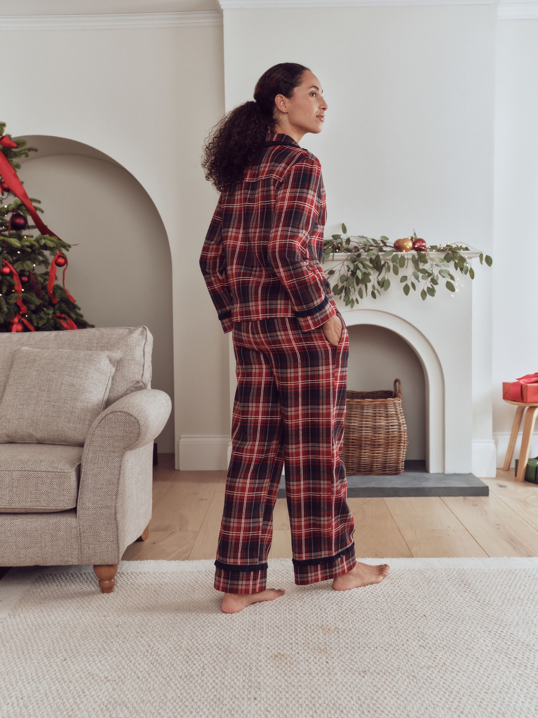 Matching Family Christmas Flannel Pyjamas - Red/Navy Check - Regular - Location Worn
