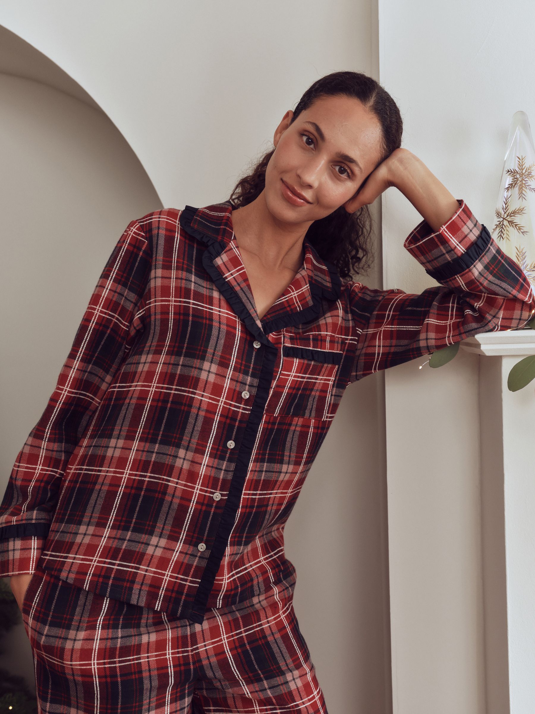 Matching Family Christmas Flannel Pyjamas - Red/Navy Check - Regular - Location Worn
