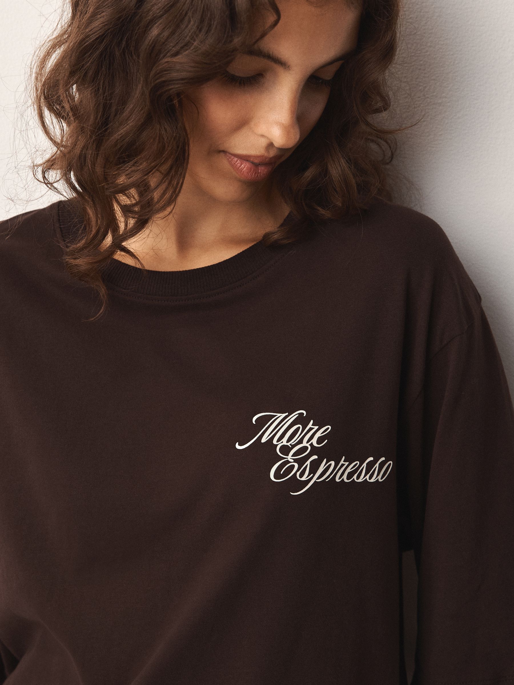 Graphic Short Sleeve Pyjamas - Chocolate Brown Espresso - Regular - SIP Worn