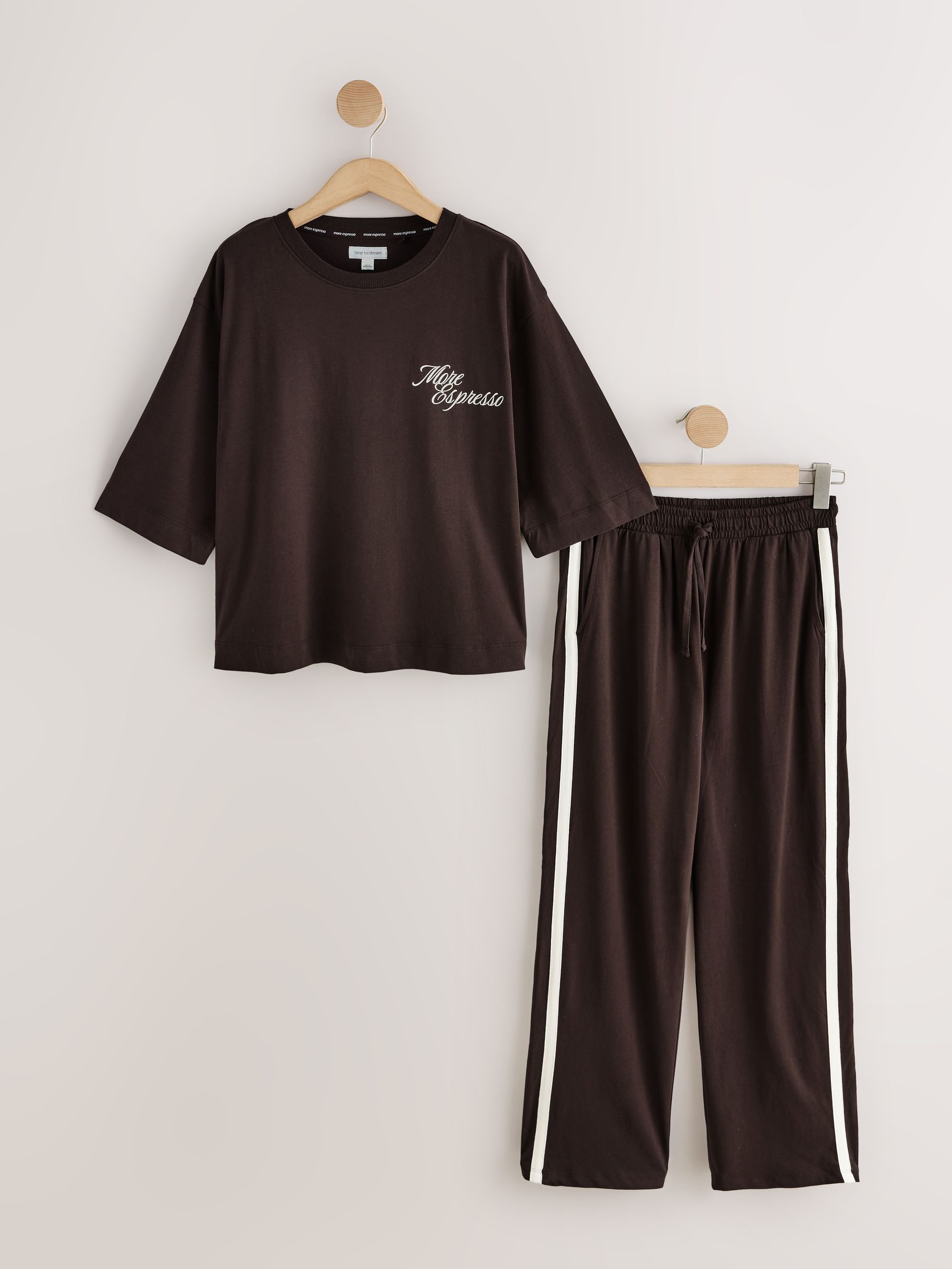 Graphic Short Sleeve Pyjamas - Chocolate Brown Espresso - Regular - SIP Still Life