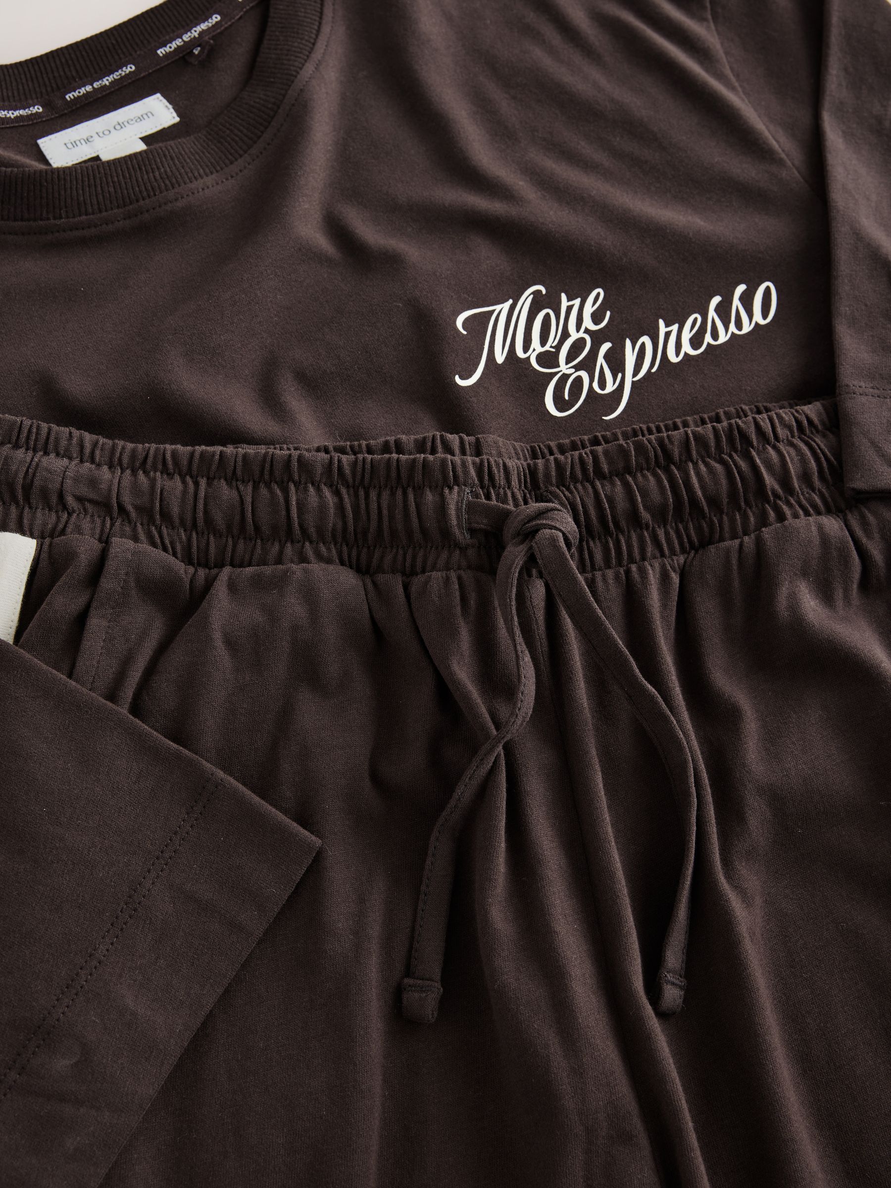 Graphic Short Sleeve Pyjamas - Chocolate Brown Espresso - Regular - SIP Still Life