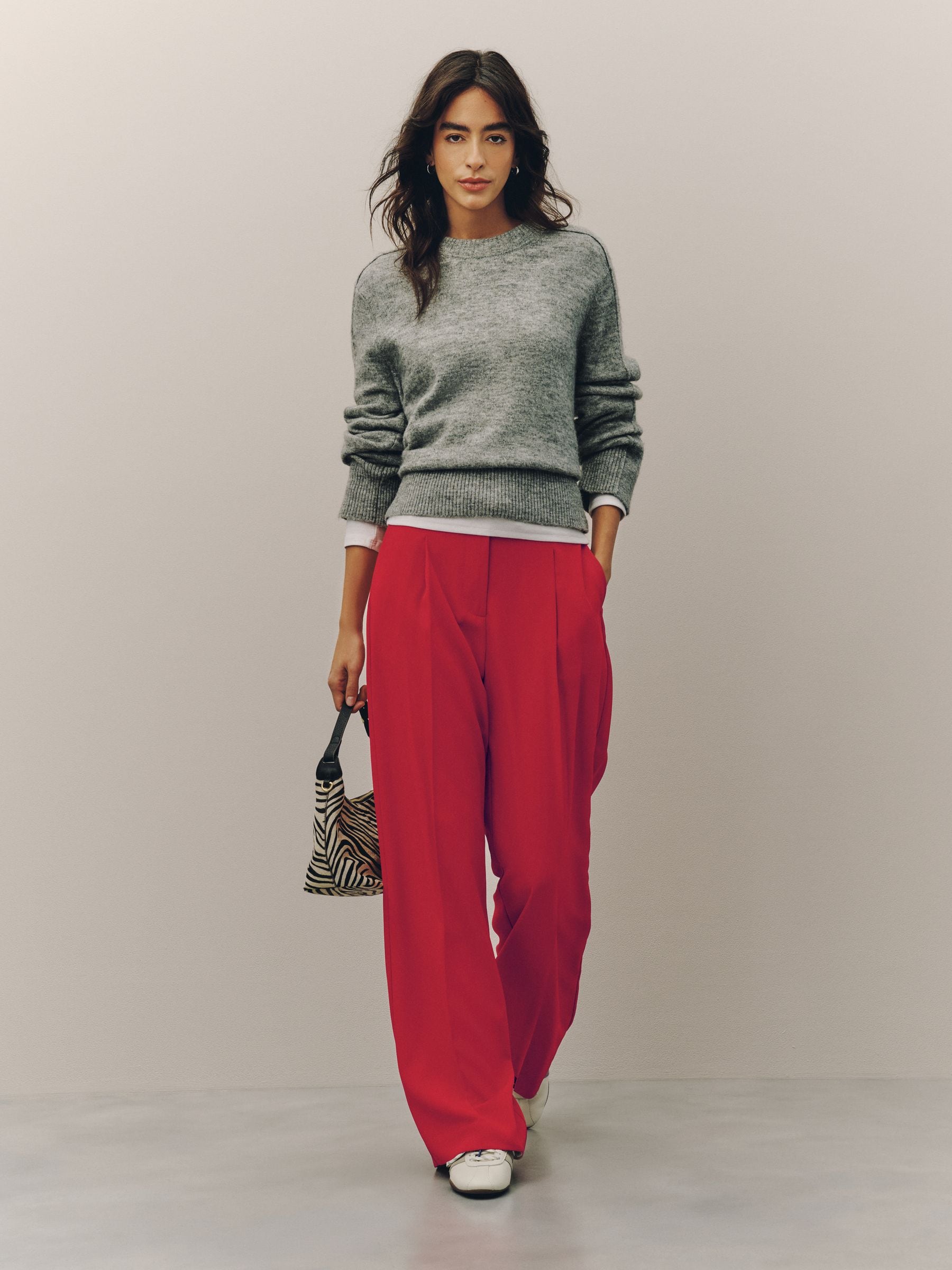 Tie Waist Wide Leg Trousers - Red - Regular - SIP Worn