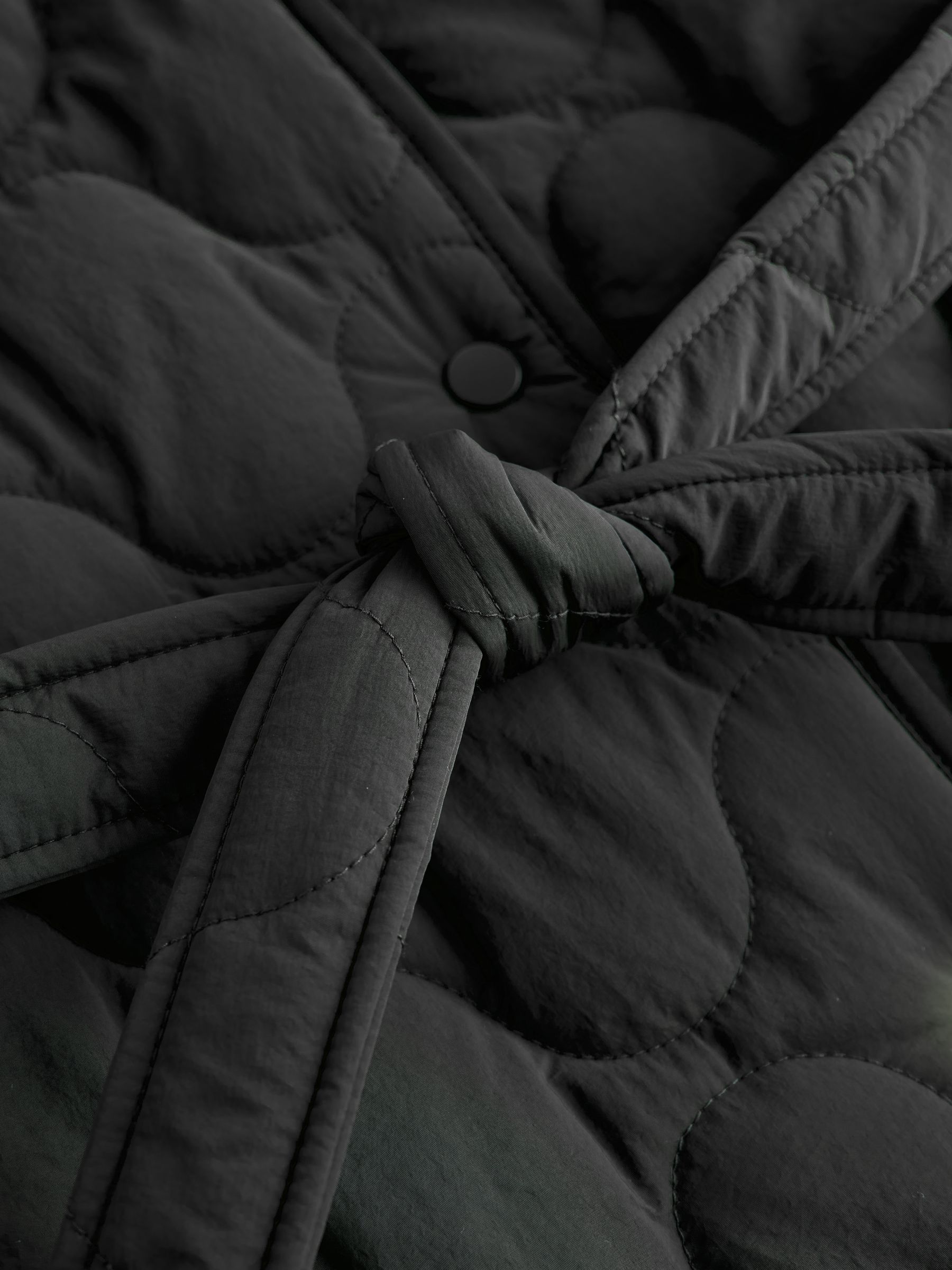 Long Quilted Shower Resistant Jacket - Black - Regular - SIP Still Life