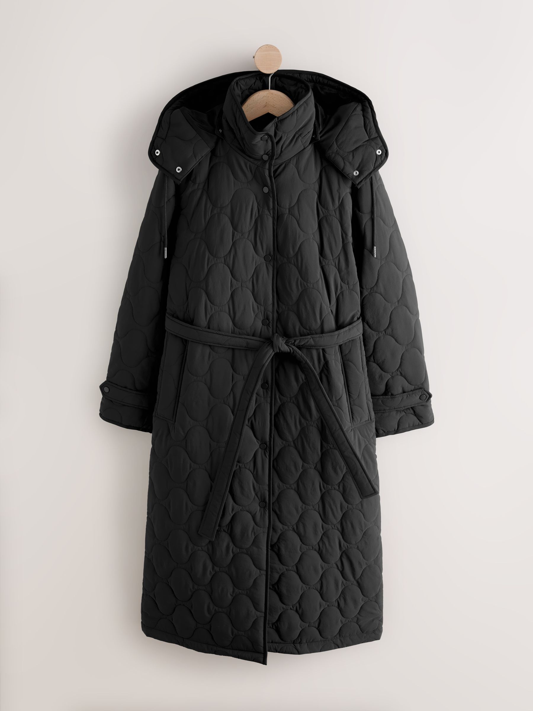 Long Quilted Shower Resistant Jacket - Black - Regular - SIP Still Life
