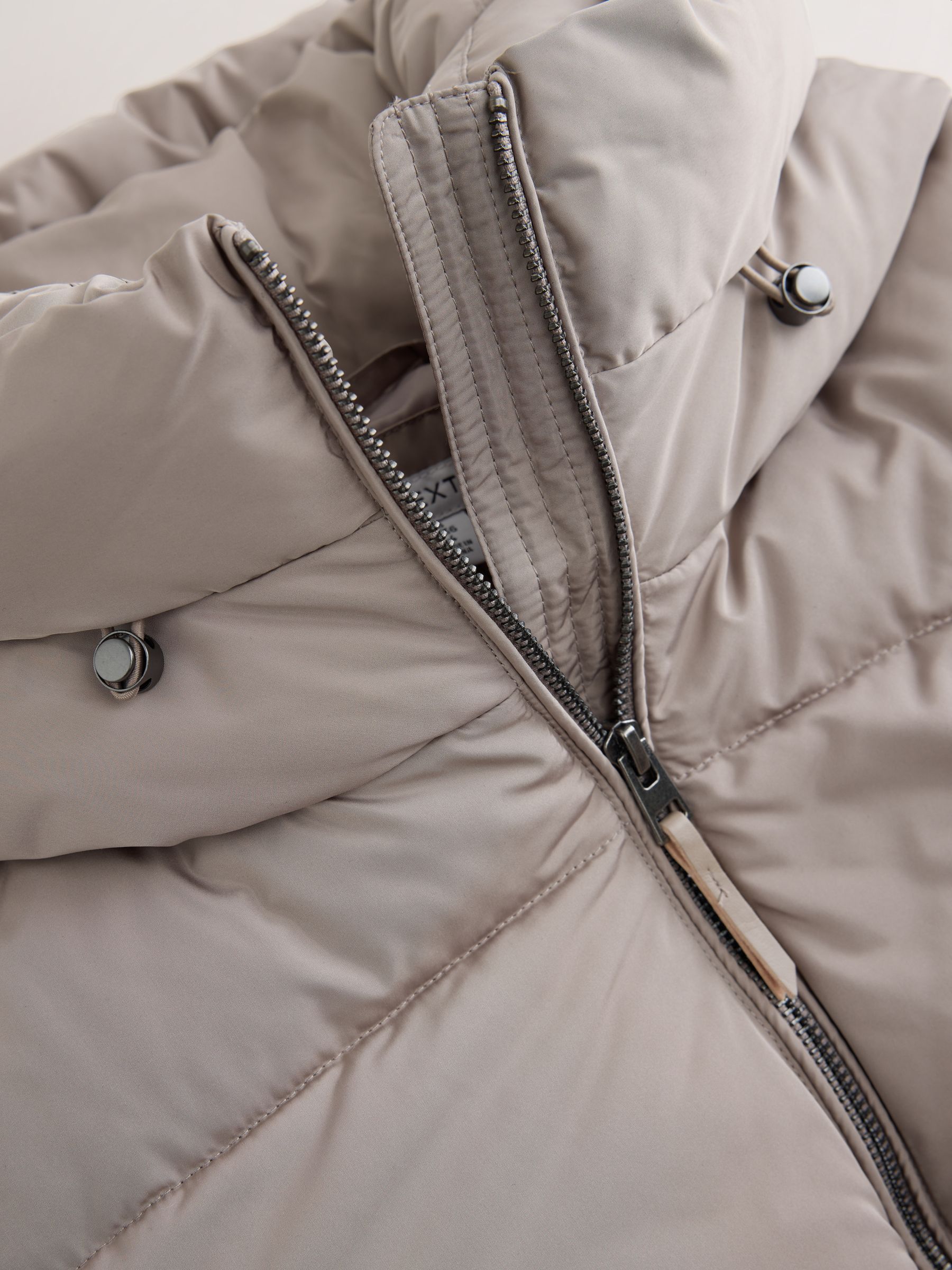 Shower Resistant Hooded Long Padded Puffer Coat - Grey - Regular - SIP Still Life