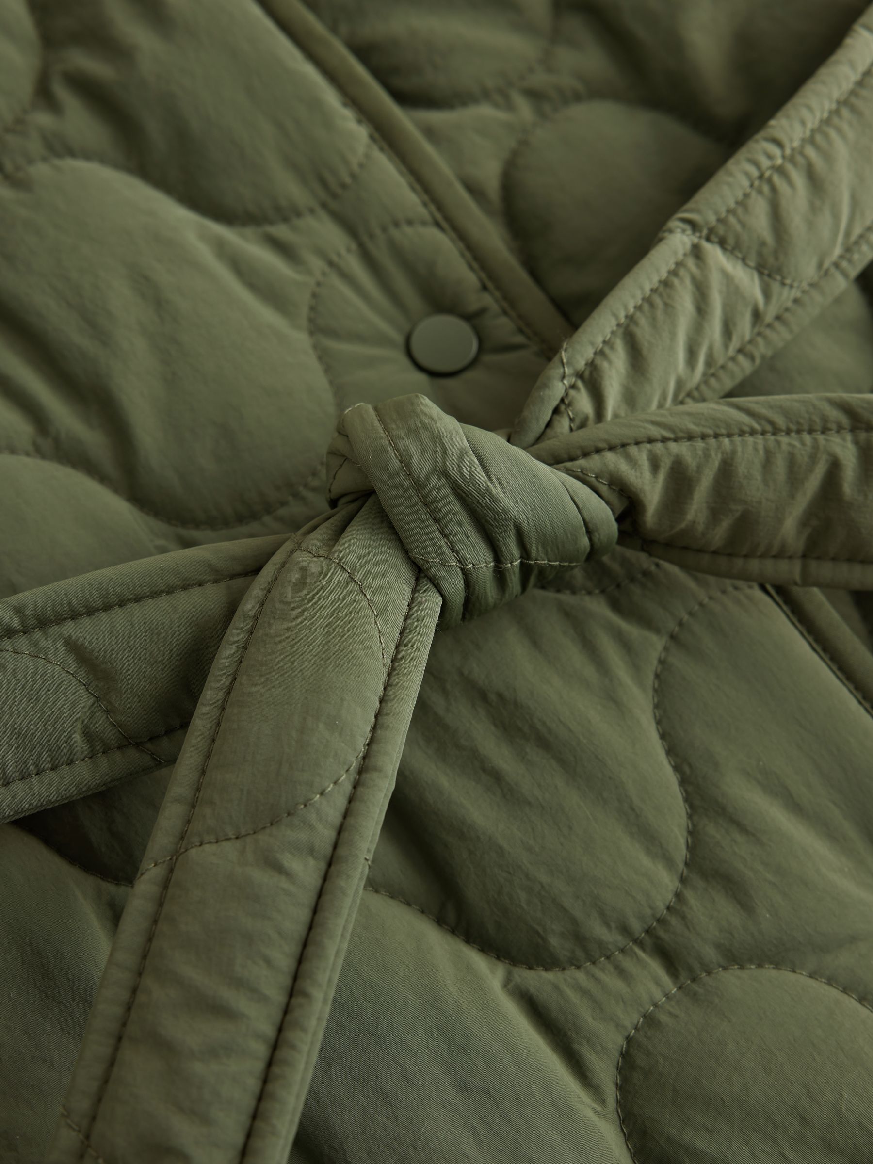 Long Quilted Shower Resistant Jacket - Olive Green - Regular - SIP Still Life