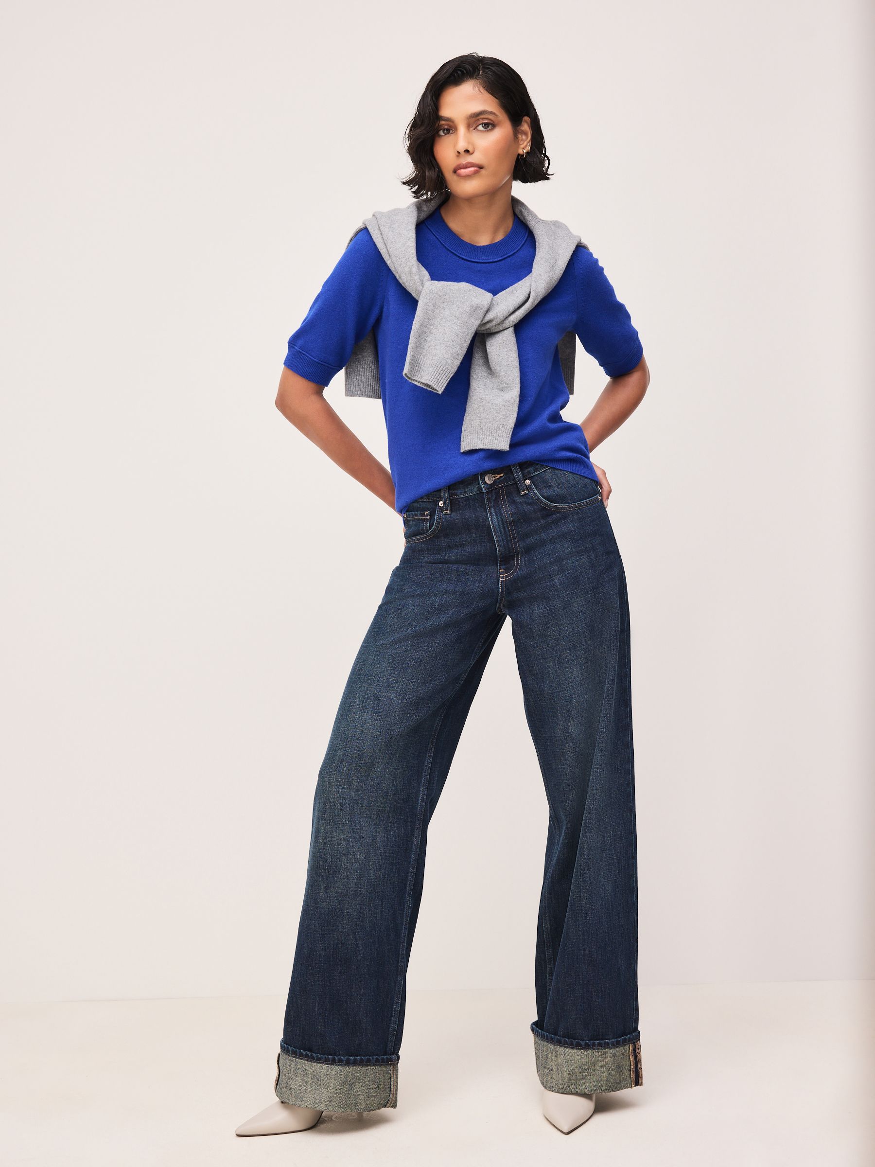 Supersoft Short Sleeve Knitted T-Shirt - Cobalt Blue - Regular - Location Worn