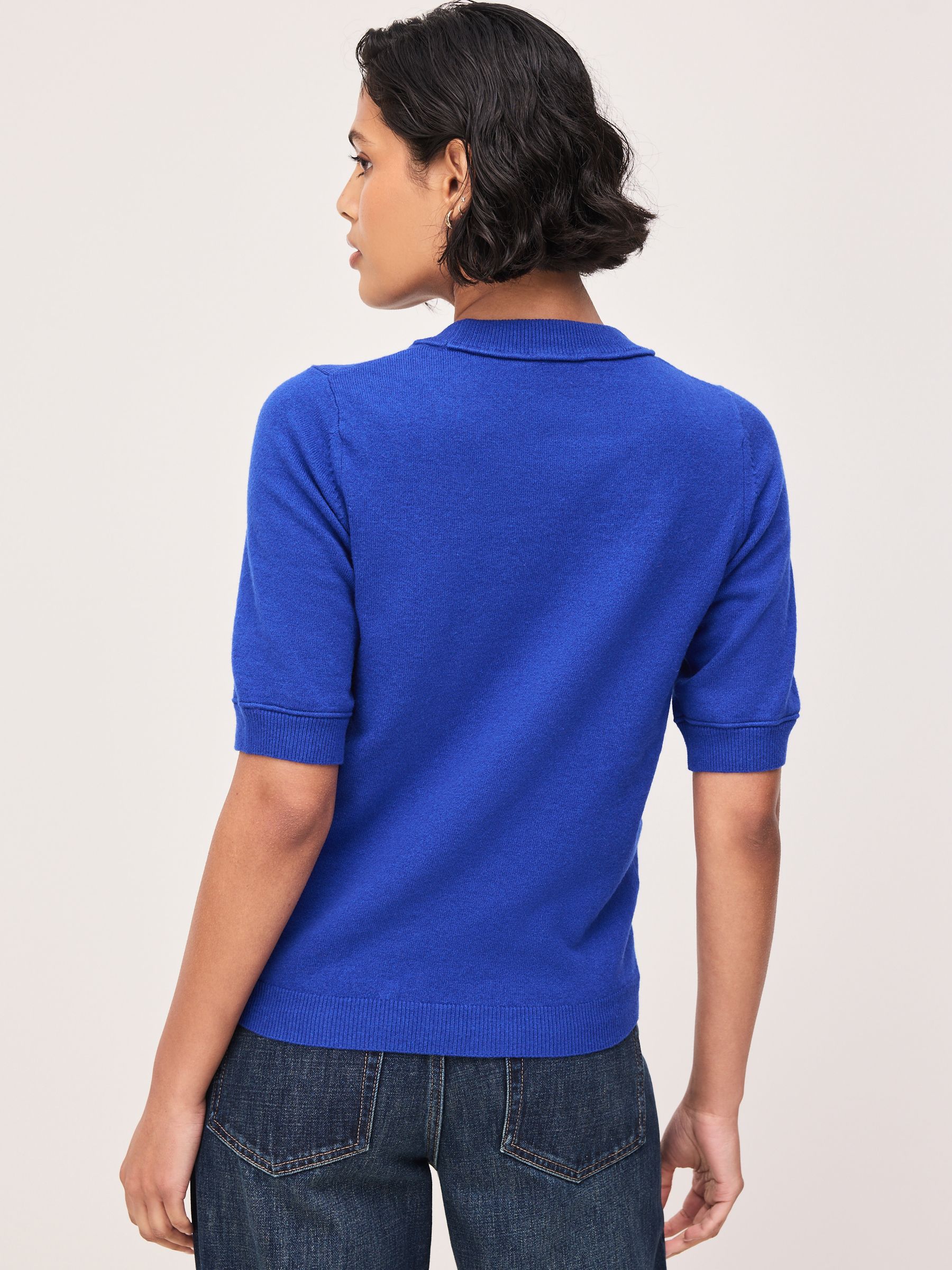 Supersoft Short Sleeve Knitted T-Shirt - Cobalt Blue - Regular - Location Worn