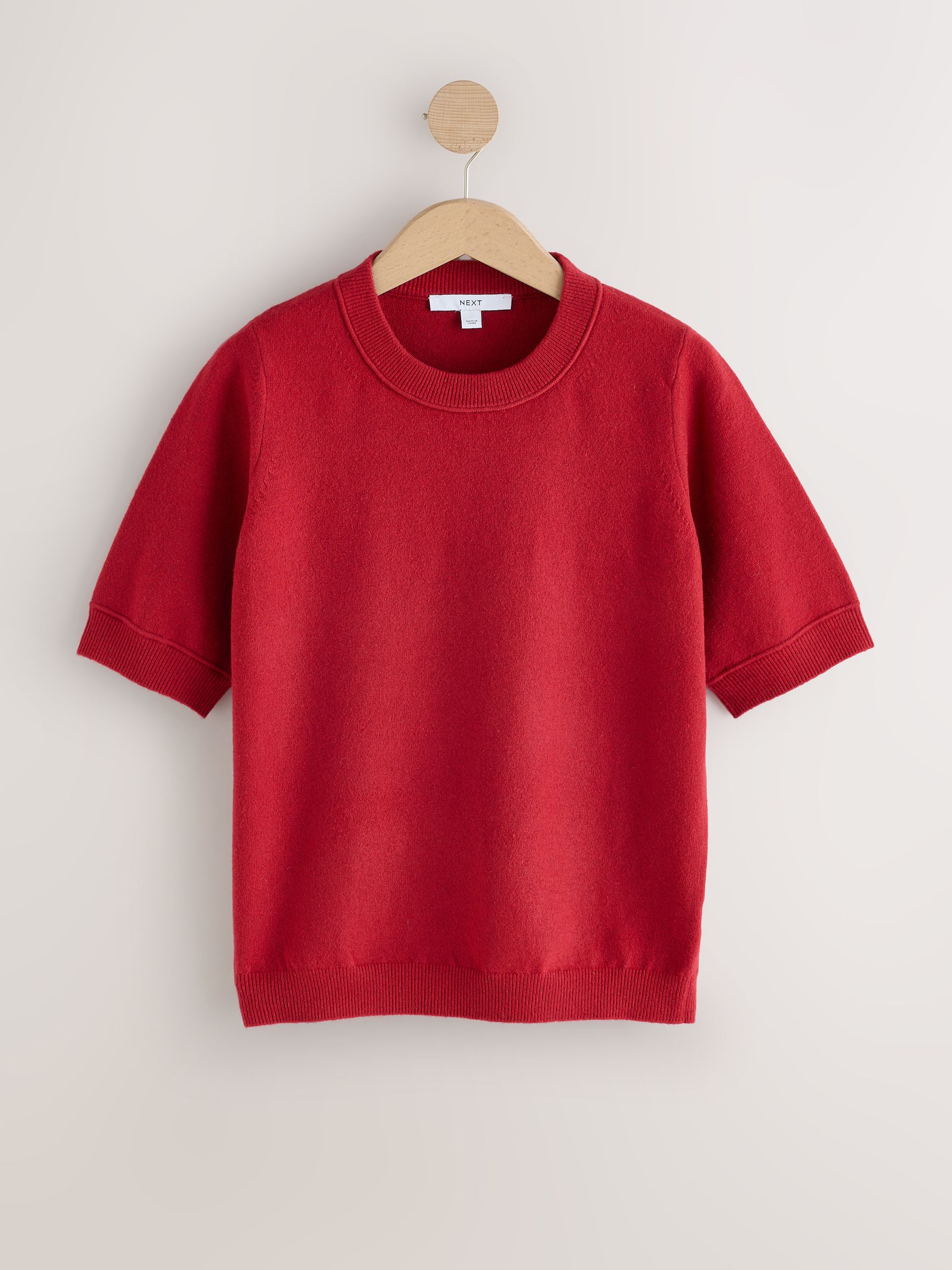 Supersoft Short Sleeve Knitted T-Shirt - Red - Regular - SIP Still Life