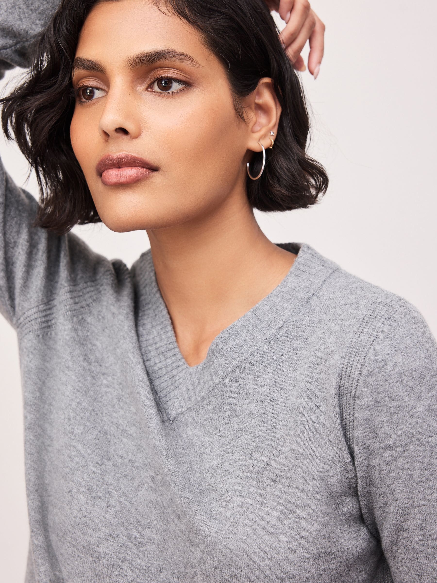 Supersoft V-Neck Long Sleeve Jumper - Grey - Regular - Location Worn