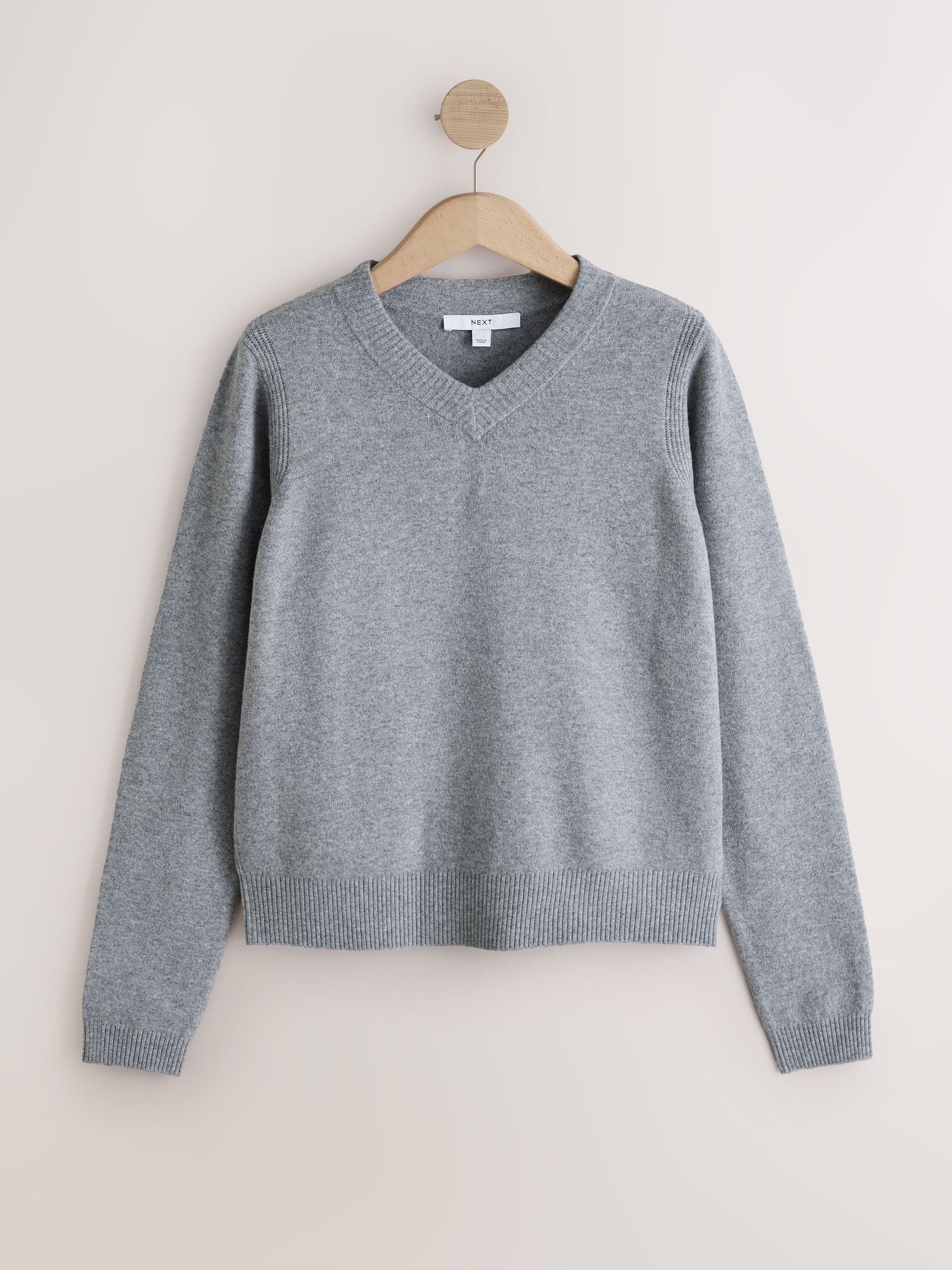 Supersoft V-Neck Long Sleeve Jumper - Grey - Regular - SIP Still Life
