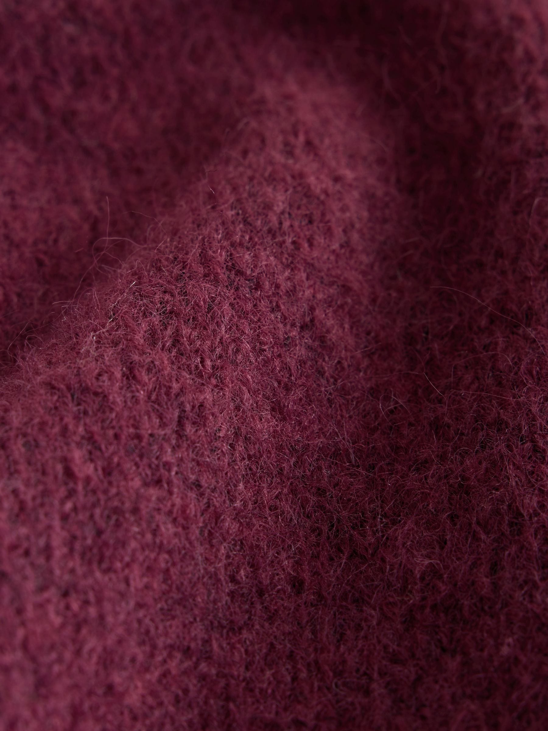 Long Sleeve Crew Neck Knitted Jumper With Wool - Burgundy Red - Regular - SIP Still Life